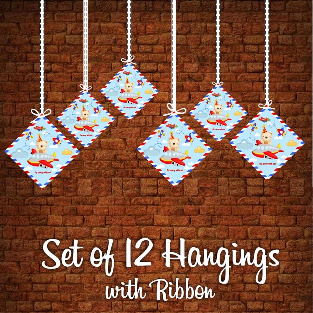 Aeroplane Hanging Decorations Double-Sided Cardstock Airplane Ornaments for Birthday Parties Pilot & Aviation Theme Ceiling Decor with Ribbons(Hangings - Pack of 12) thumbnail 5
