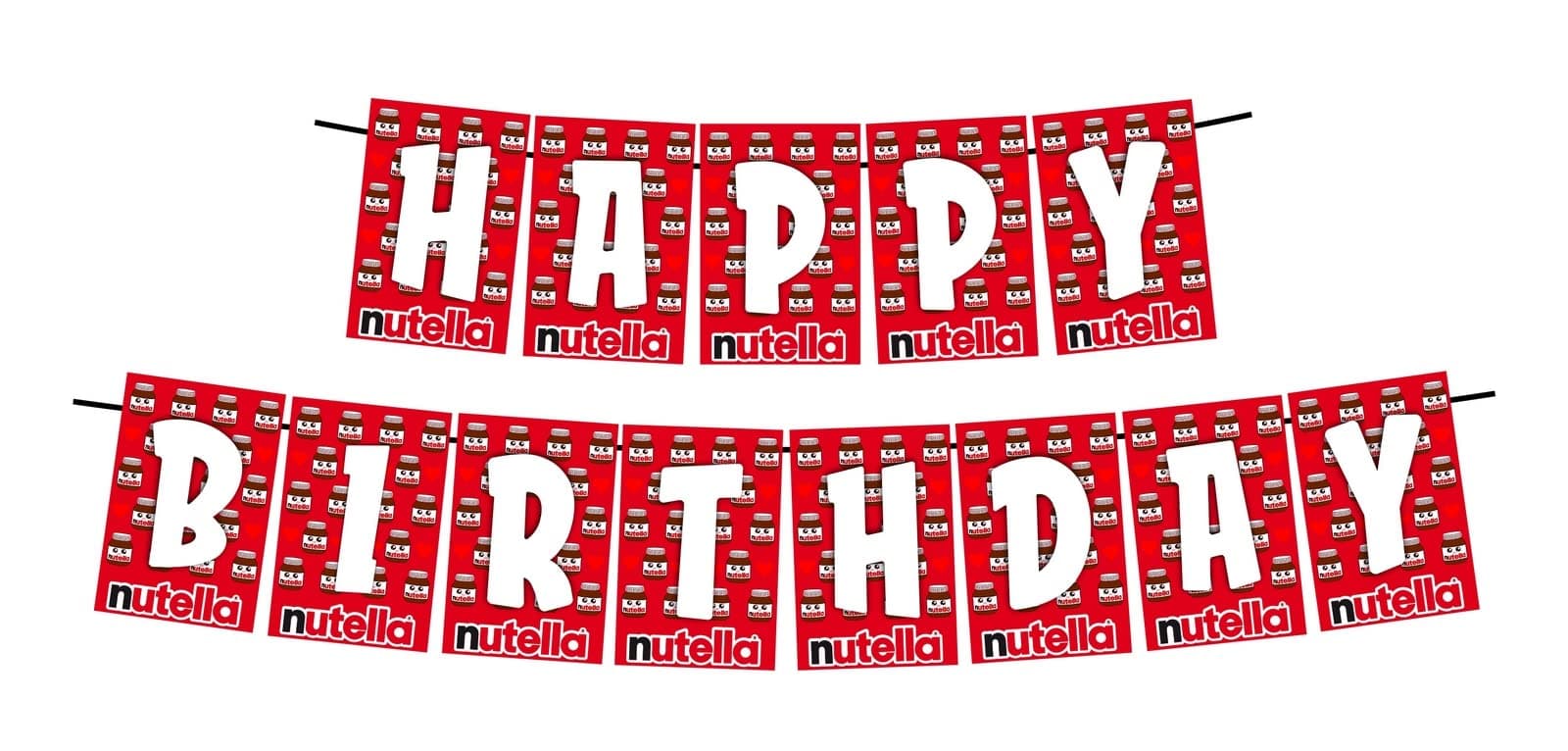 Balloonistics Nutella Theme Happy Birthday Banner - Hazelnut Spread & Chocolate Lover Cardstock Bunting - Crepe, Pancake & Breakfast Party Decorations, Sweet Tooth Backdrop thumbnail 1