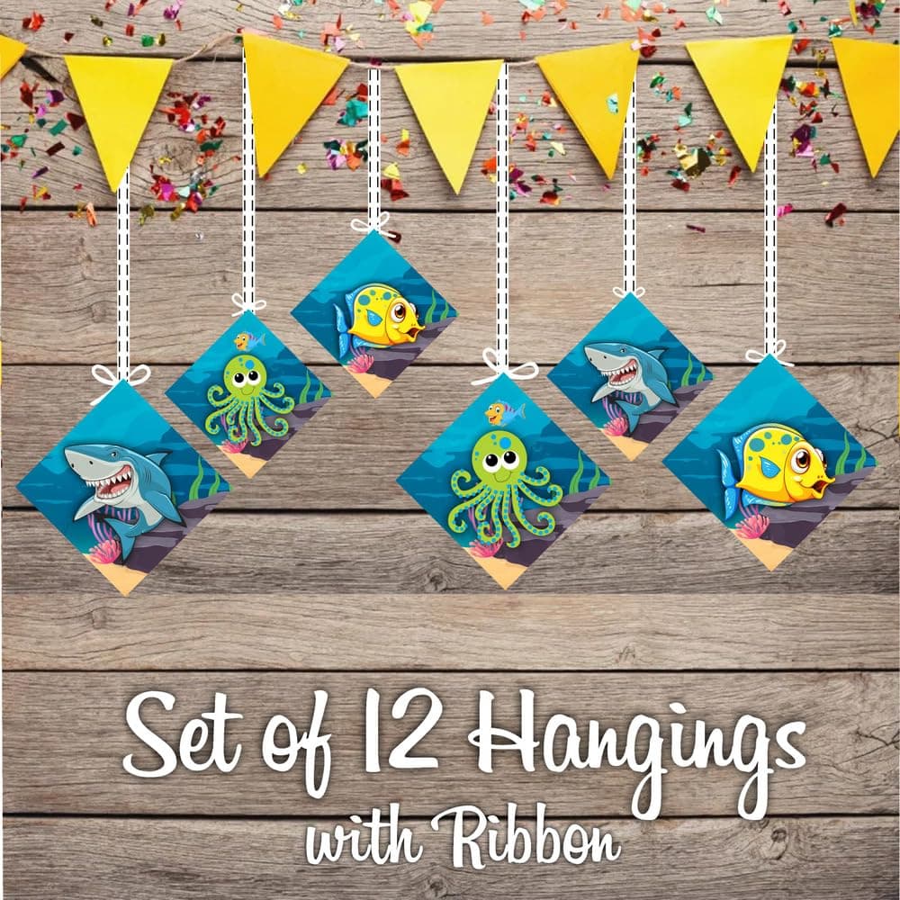 Balloonistics Ocean Underwater Theme Birthday Hanging Decorations Double-Sided Cardstock Cutouts Ocean Life Theme Party Decor for Kids (Hangings - Pack of 12) thumbnail 2