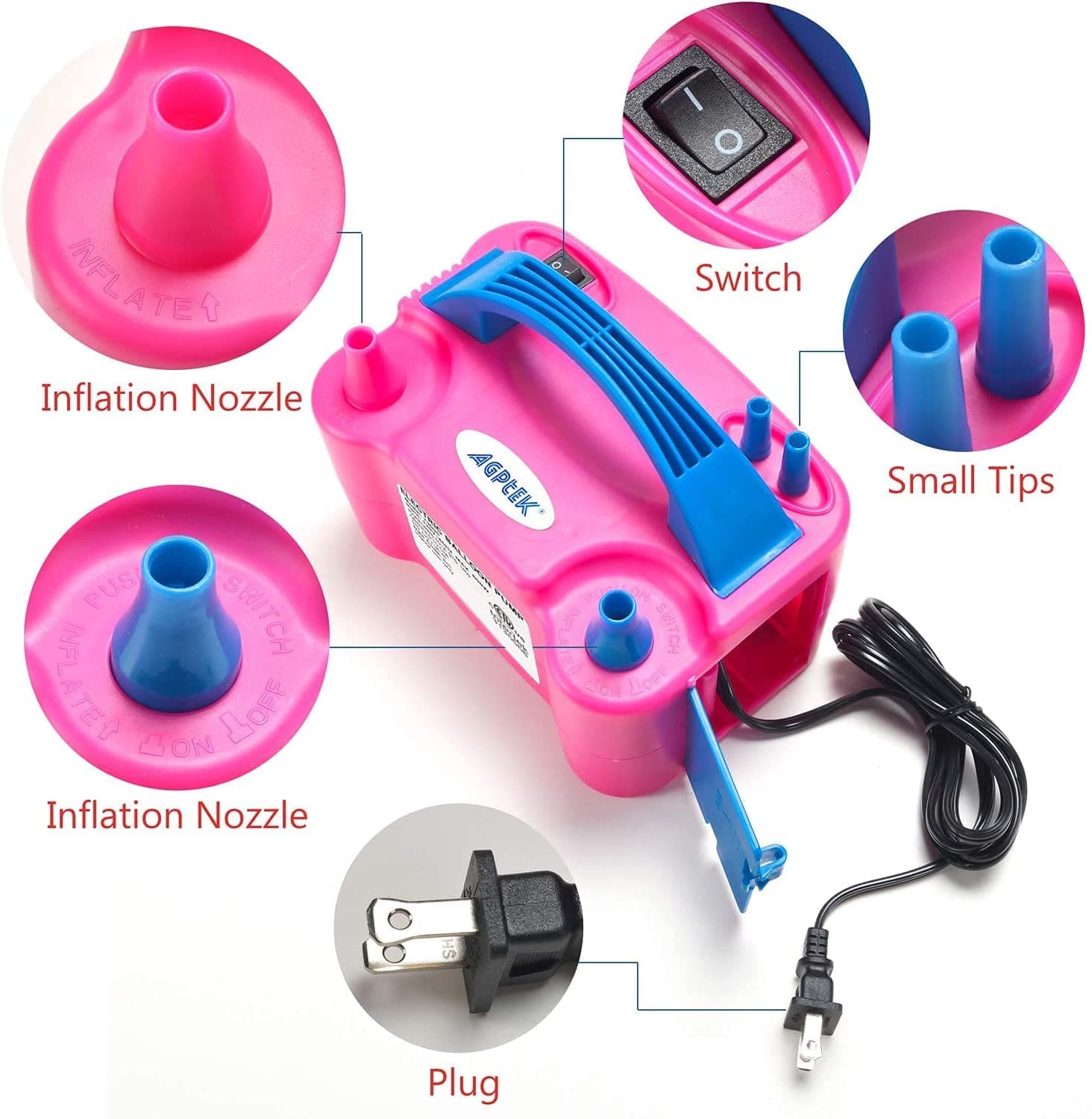 Balloonistics Electric Dual Nozzle Balloon Pump – Fast Air Balloon Blower Machine for Latex & Foil Balloons, Birthday Decoration thumbnail 4