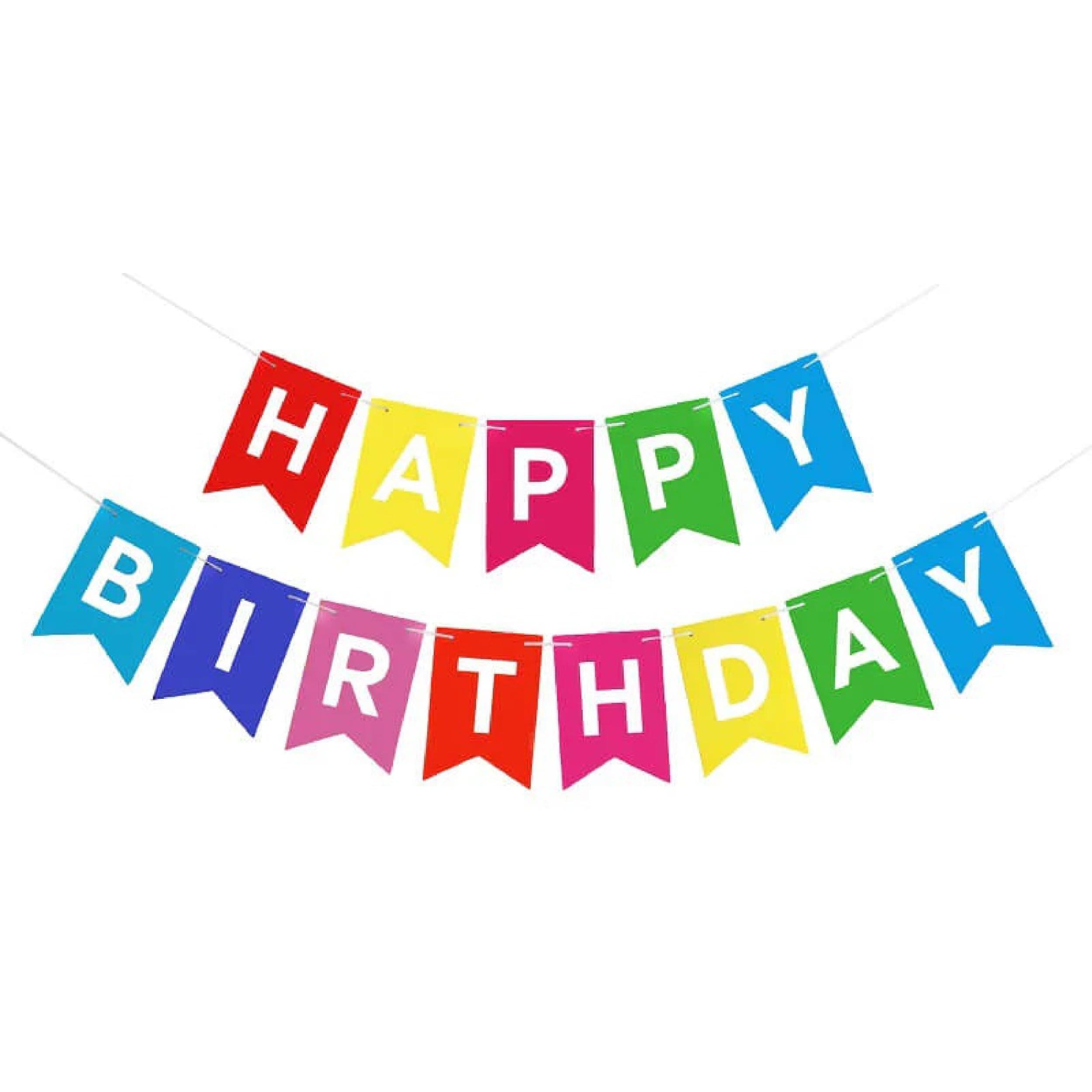 Balloonistics Rainbow Happy Birthday Banner - Vibrant Cardstock Bunting Decoration for Walls, Doorways, Photo Booth Backdrops, Kids' and Adults' Birthday Parties, Cake Table Decor, Anniversary thumbnail 1