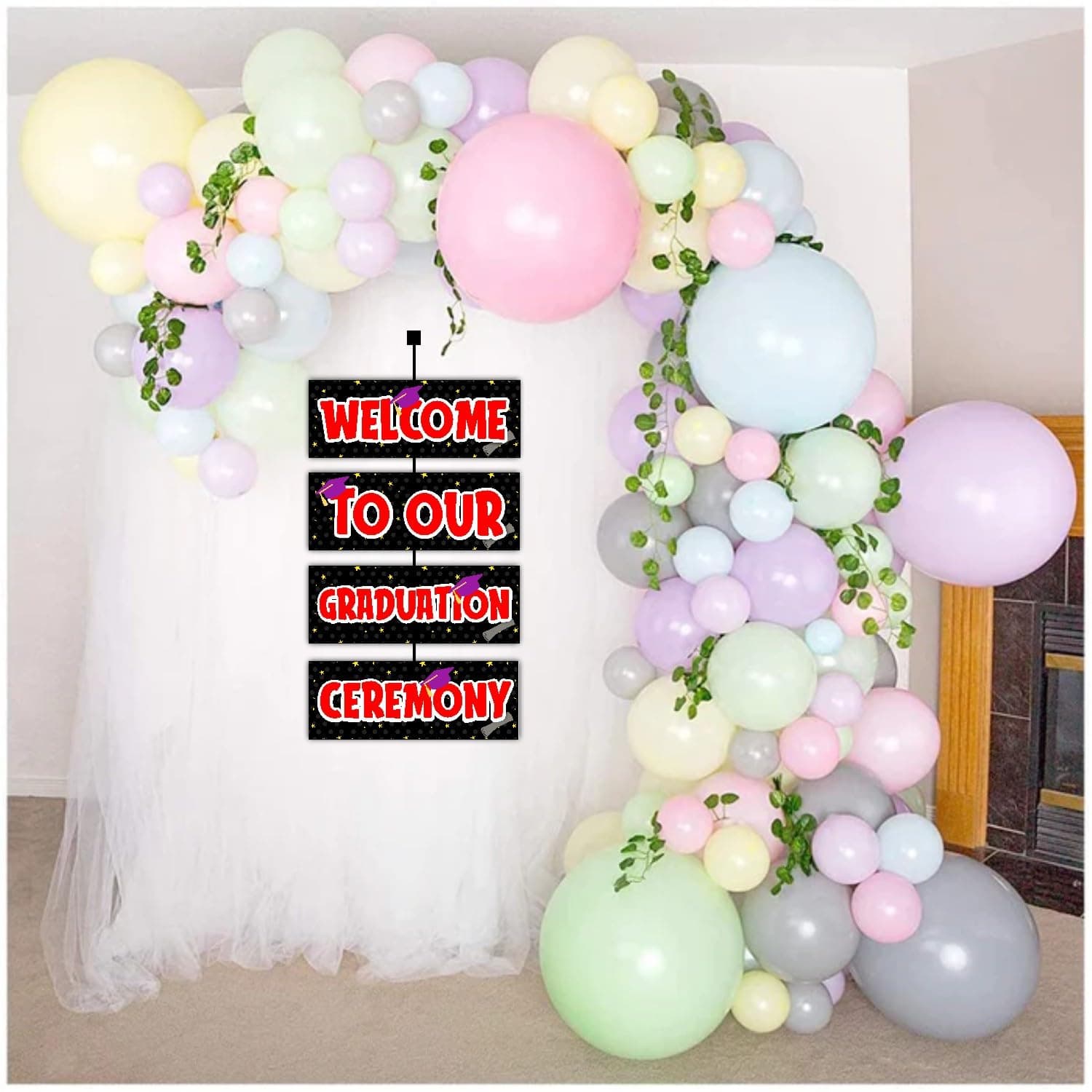 Balloonistics Congrats Graduate Welcome Board – Elegant Black & Gold Party Entrance Sign – 2.3 Feet Premium Cardstock Graduation Decoration for Class of the year thumbnail 4