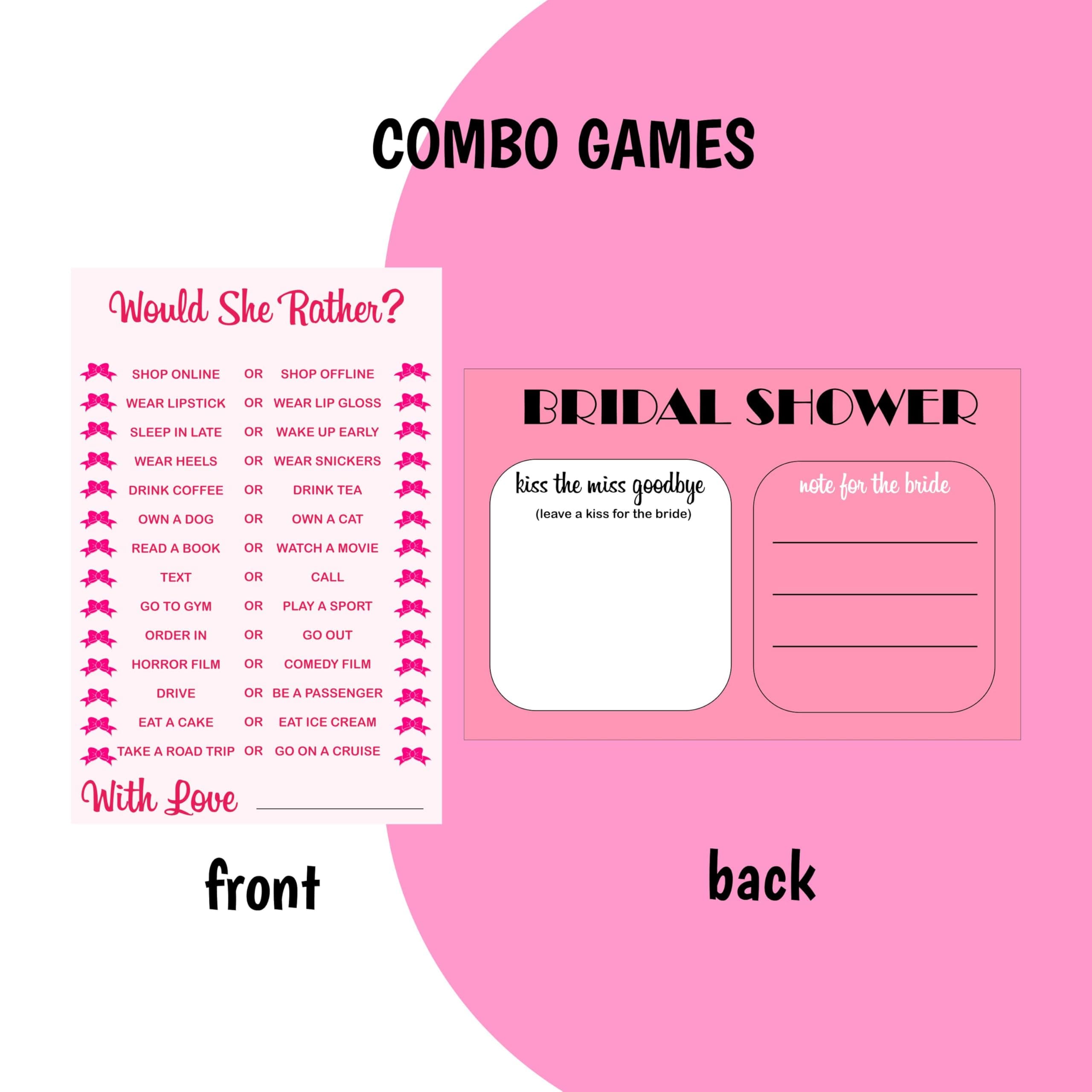 Balloonistics 2-in-1 Bridal Shower Game Cards – Pack of 10 Double-Sided Cards – “Kiss the Miss Goodbye” & “Would She Rather?” – Premium 6x4 Inch Cardstock Bachelorette & Hens Party Supplies thumbnail 4