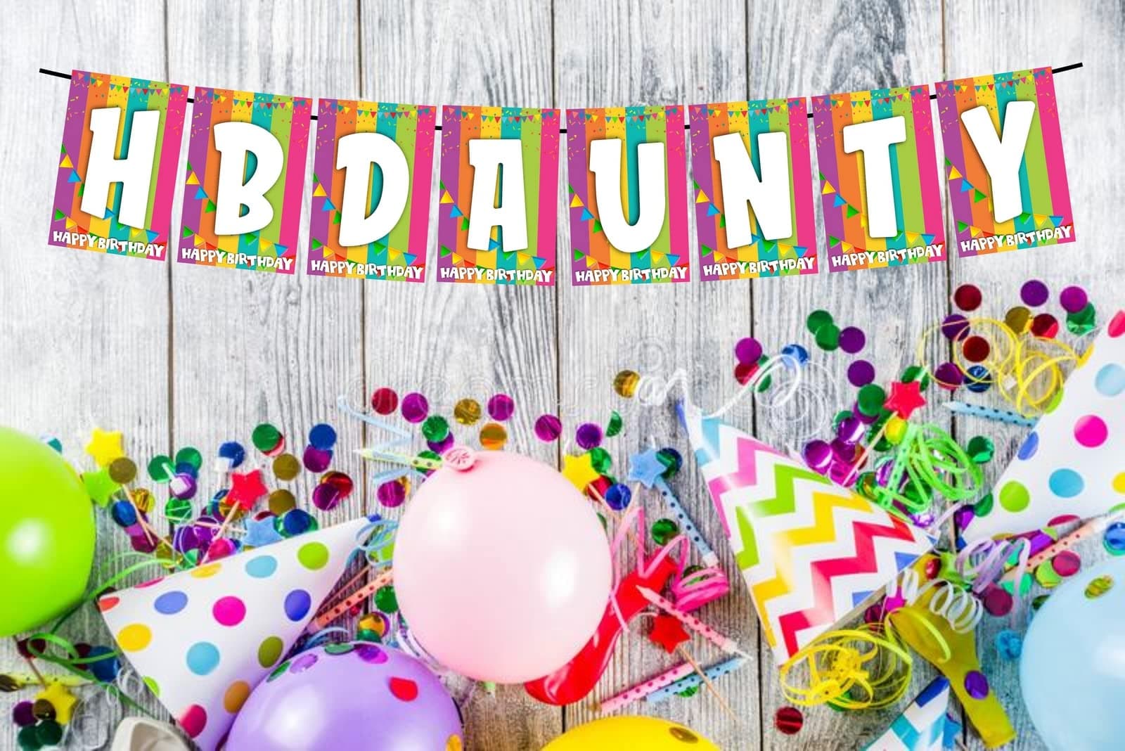 Balloonistics Happy Birthday Aunty Banner - Elegant Cardstock Bunting - Sophisticated Aunt Birthday Party Decorations, "Best Aunty" Celebration Backdrop thumbnail 2