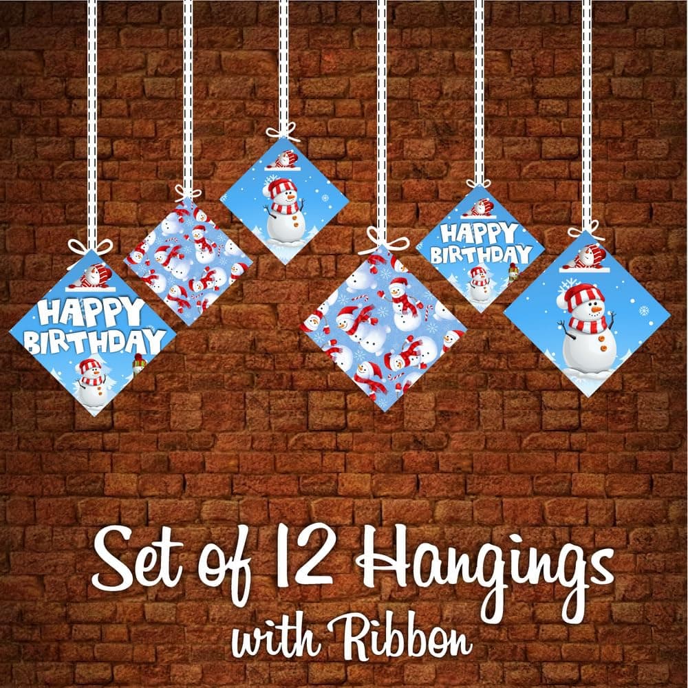 Balloonistics Snowman Theme Hanging Swirls - Pack of 12 Double-Sided Cardstock Streamers - Winter Wonderland Birthday Decorations, Frosty Snowman Ceiling Decor, Holiday Season Party Hangers (Hangings - Pack of 12) thumbnail 5