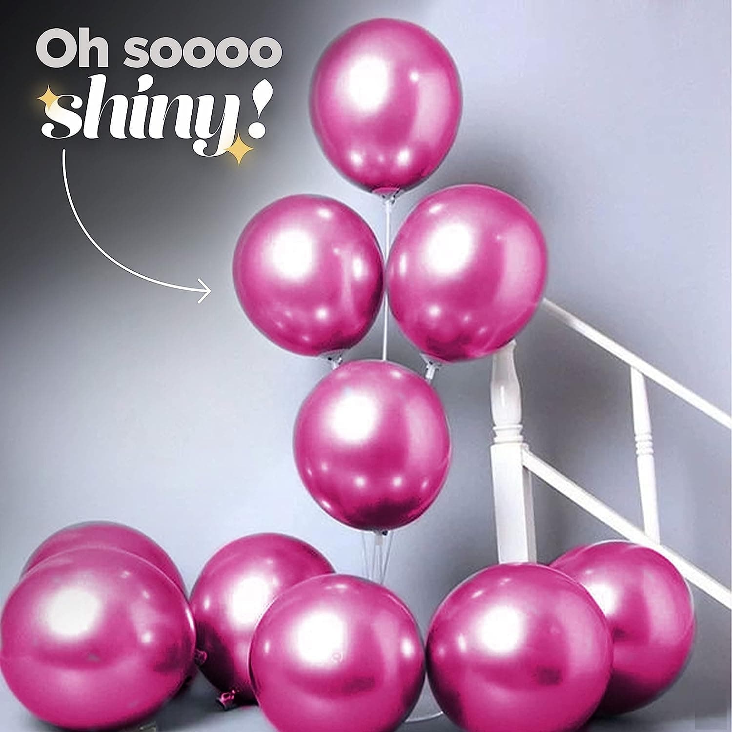 Balloonistics Pink Chrome Metallic Balloons – Pack of 10 Shiny Latex Balloons for Birthday & Party Decorations thumbnail 8