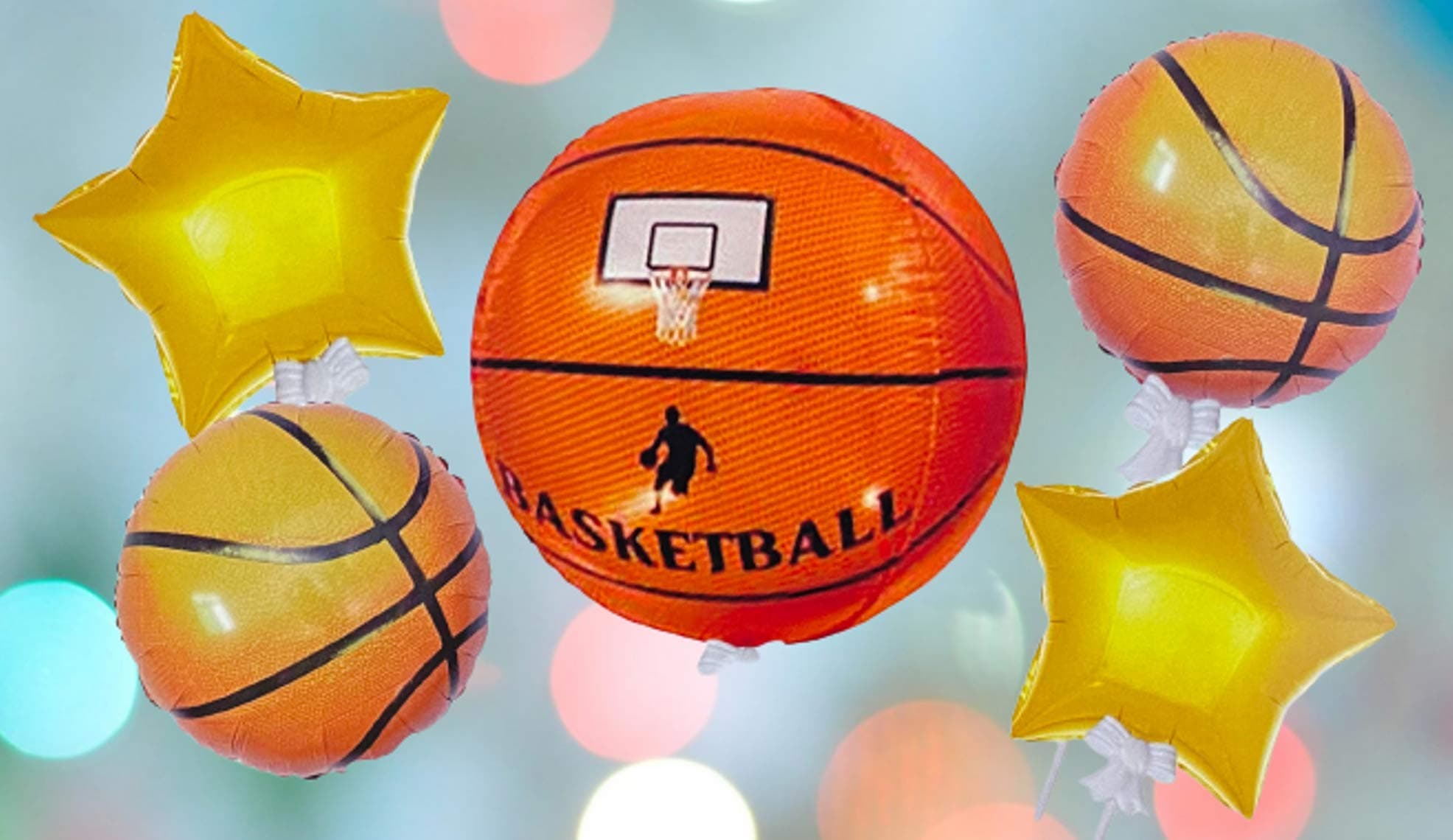 Balloonistics 4D Basketball Sports Theme Foil Balloon Bouquet – Basketball Birthday Party Balloon Set for Boys Sports Theme Decorations (Pack of 5) thumbnail 2