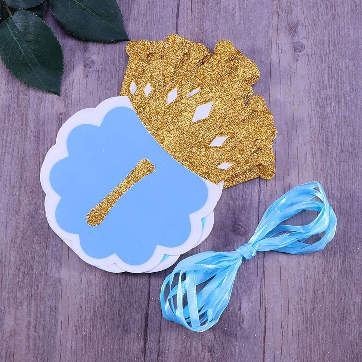 Balloonistics Happy Birthday Cardboard Banner with Glitter Crown – Blue Party Decoration Bundle for Boys Birthday, Royal Theme & Photo Backdrop thumbnail 4