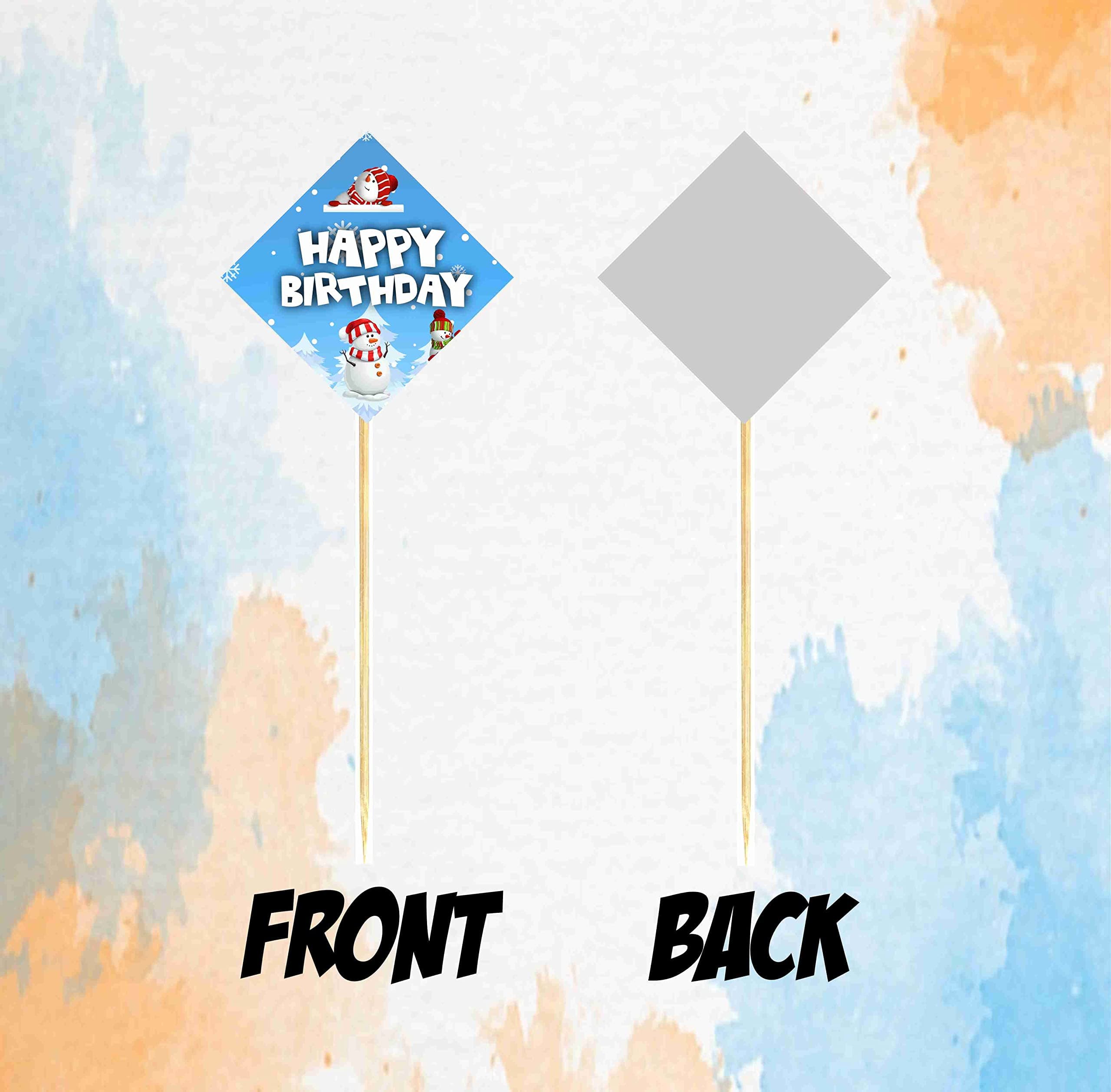 Balloonistics Snowman Theme Happy Birthday Cake Toppers - Pack of 10 Double-Sided Cardstock Cake Picks - Winter Wonderland Party Decorations, Frosty the Snowman Dessert Toppers, Holiday Season Treat Decor (Cake Topper - Pack of 10) thumbnail 4