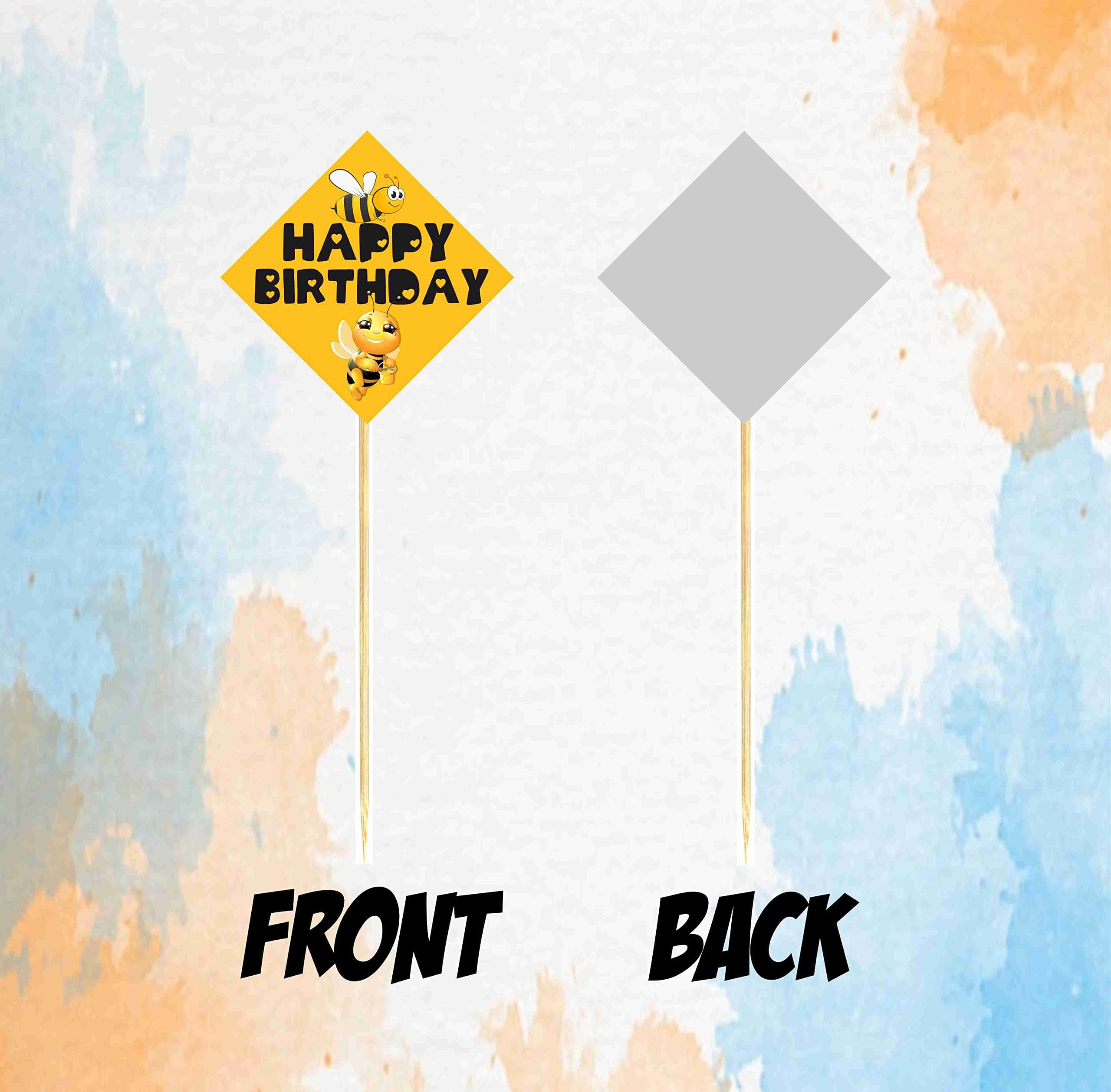 Balloonistics Honey Bee Cake Toppers Premium Double-Sided Cardstock Honey Bee Theme Party Decorations Cake Picks with Bamboo Sticks for Birthdays (Cake Topper - Pack of 10) thumbnail 4
