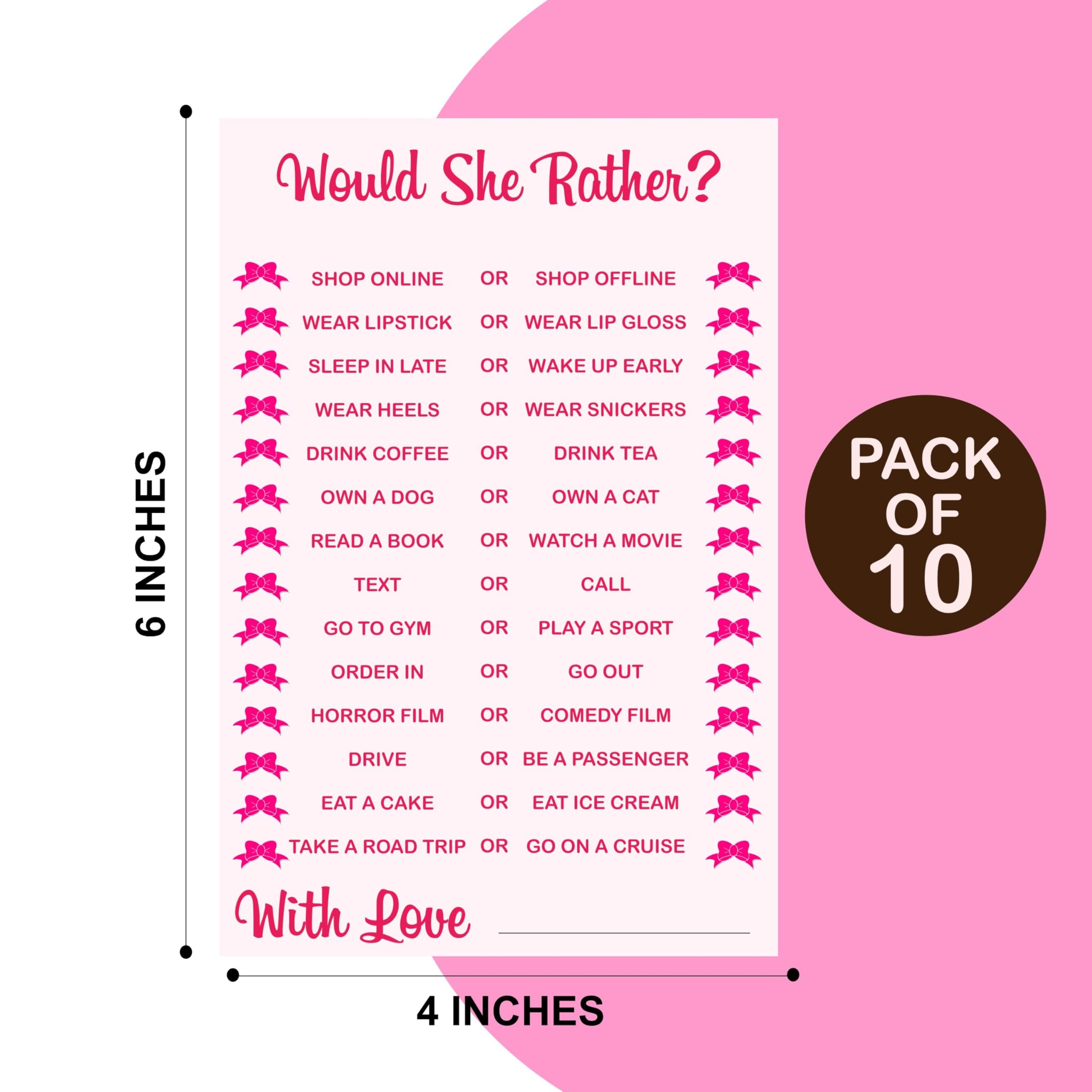 Balloonistics 2-in-1 Bridal Shower Game Cards – Pack of 10 Double-Sided Cards – “Kiss the Miss Goodbye” & “Would She Rather?” – Premium 6x4 Inch Cardstock Bachelorette & Hens Party Supplies thumbnail 2