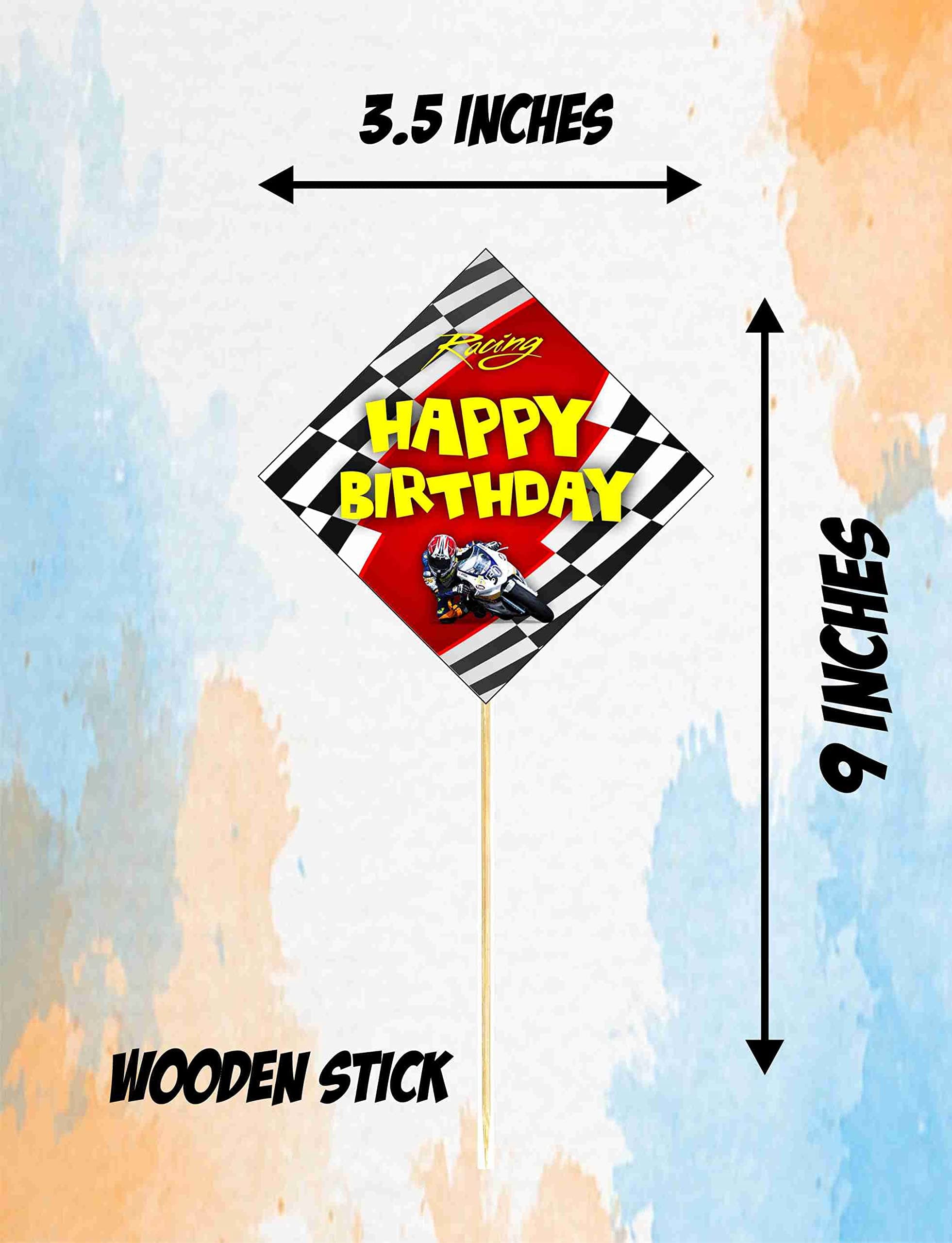 Balloonistics Sports Bike Happy Birthday Cake Toppers - Pack of 10 Double-Sided Cardstock Treat Picks - Superbike & Motorcycle Racing Party Decorations - Fast One & Two Fast Cake Decor - Includes Food-Safe Sticks (Cake Topper - Pack of 10) thumbnail 3