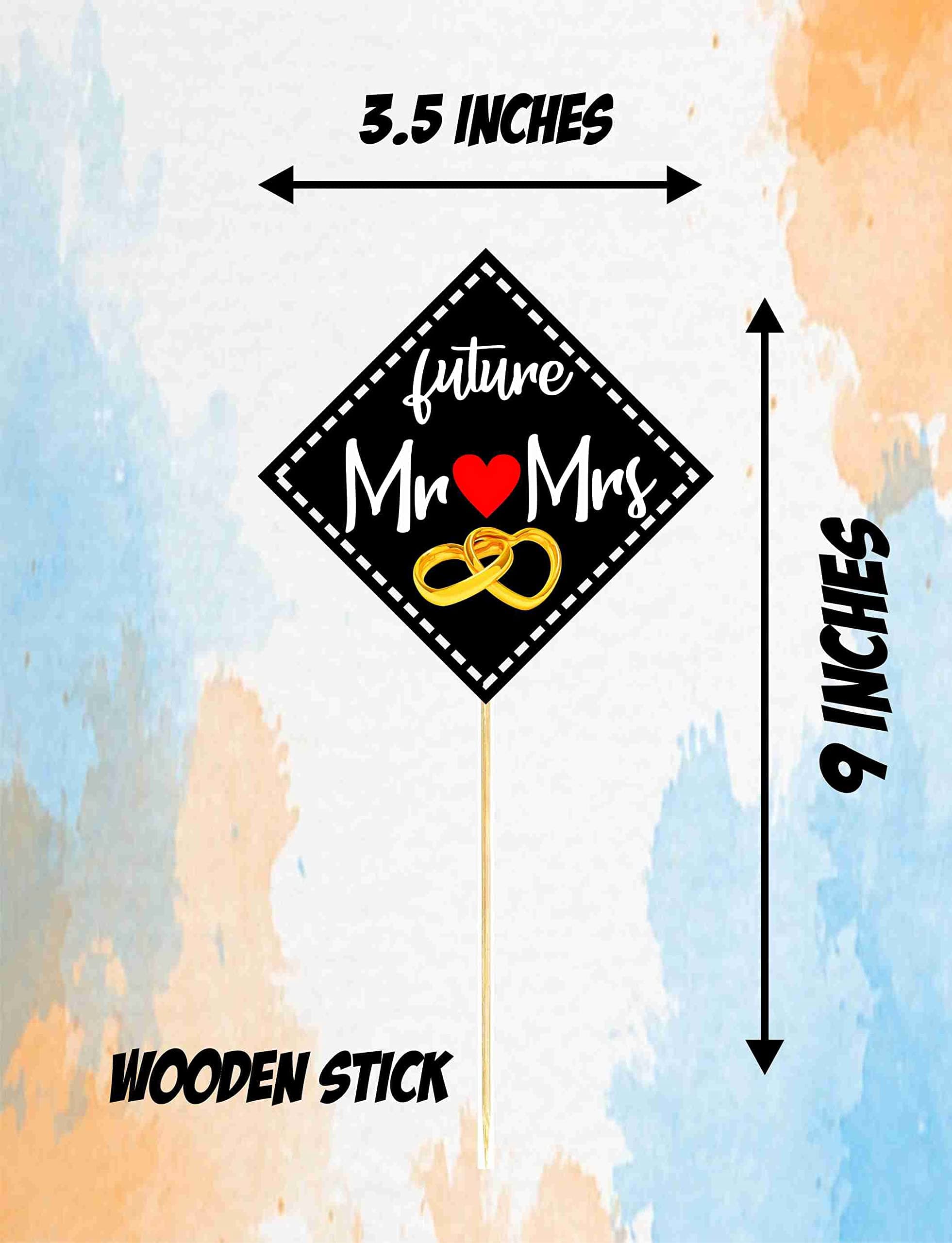 Balloonistics Engagement Theme Cake Topper Set Cardstock Cake Decorations with Bamboo Sticks Premium Toppers for Proposals (Cake Topper - Pack of 10) thumbnail 3