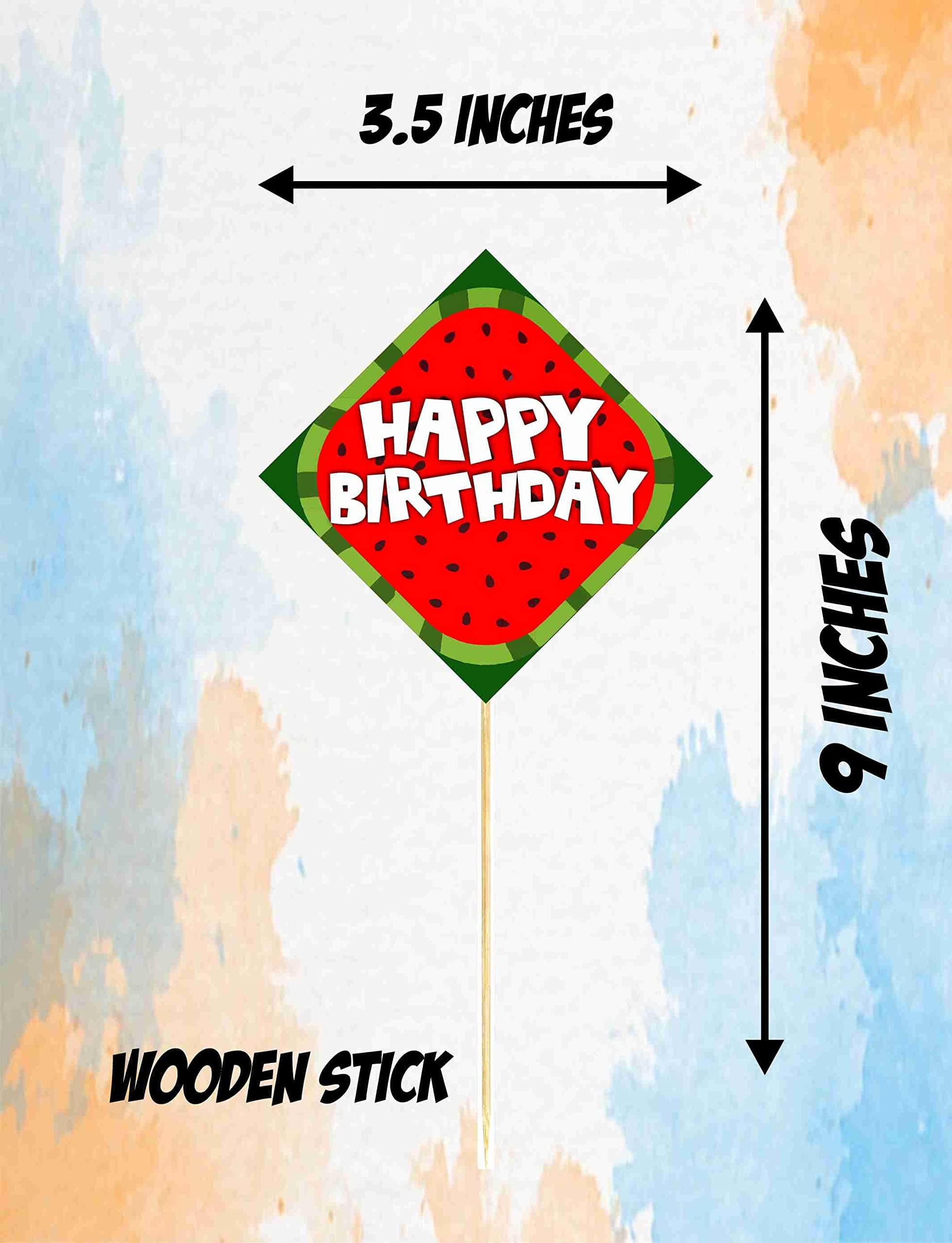 Balloonistics Watermelon Theme Cake Topper – Pack of 10 Cupcake & Cake Picks with Bamboo Sticks – Vibrant "One in a Melon" Decorations for Birthdays & Summer Picnics thumbnail 3