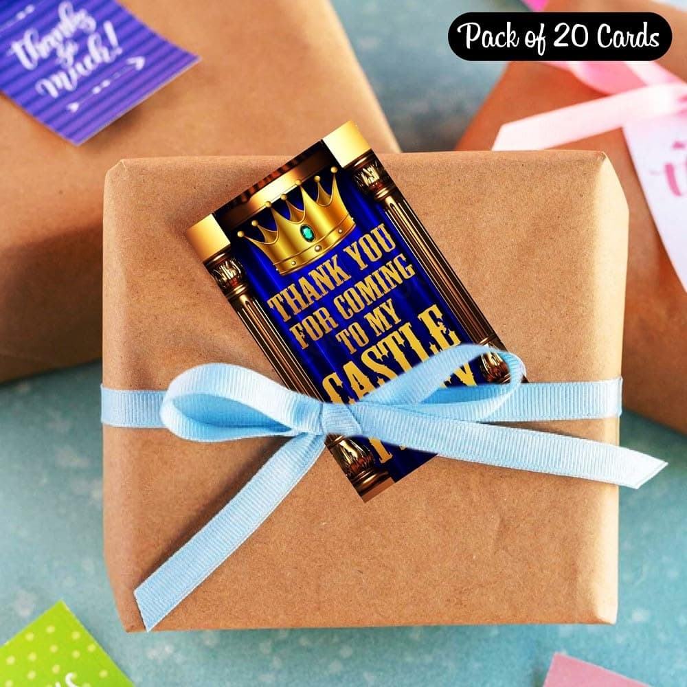 Balloonistics Prince Theme Thank You Cards for Return Gifts Party Premium Cardstock Cards for Boys, Kids Birthday (Thank you Cards - Pack of 20) thumbnail 3