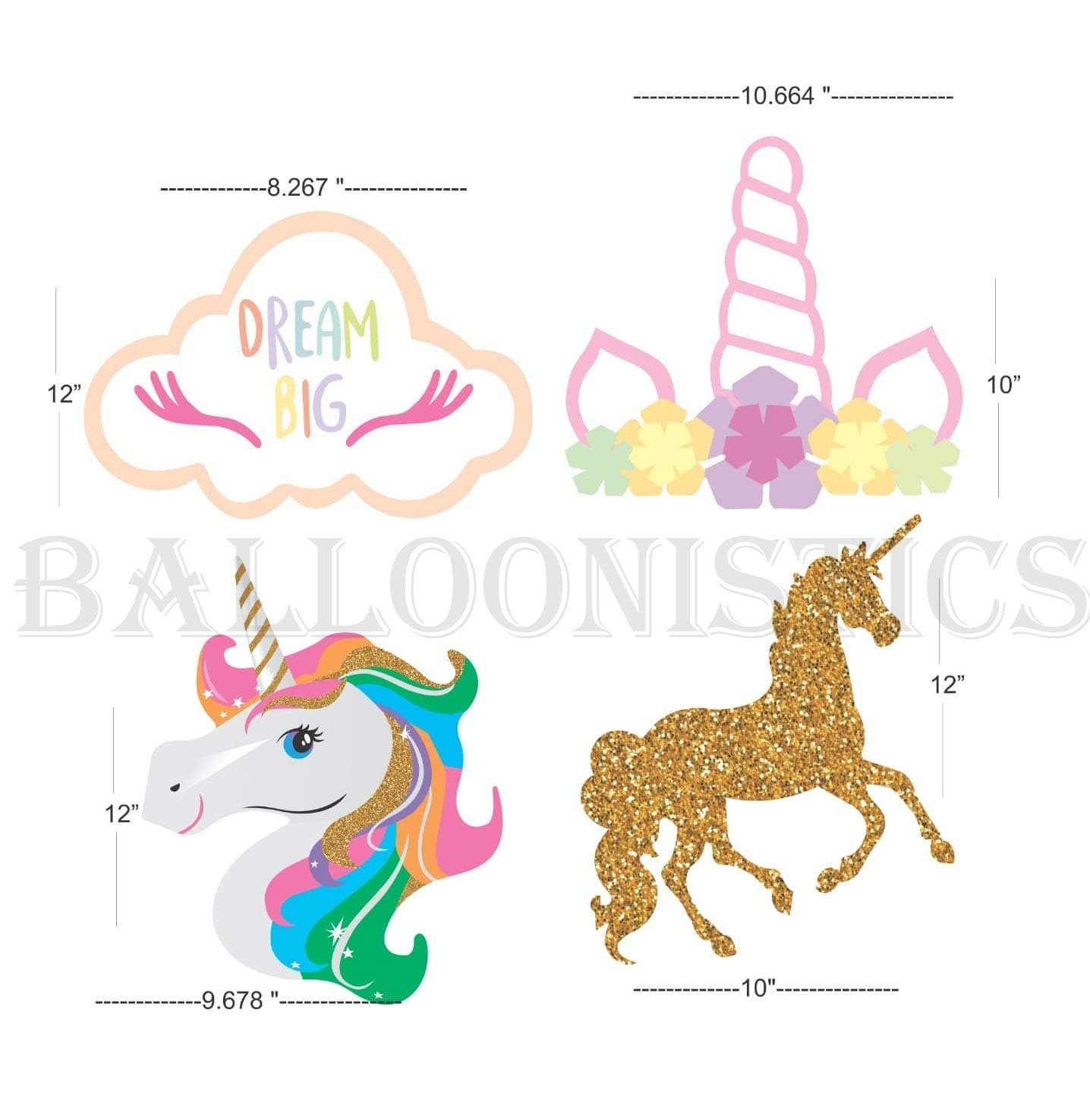 Balloonistics Unicorn Cardboard Cutout Decorations – Pack of 4 Magical Cardstock Standees for Unicorn Theme Birthday Party, Table Decor & Photo Booth thumbnail 2