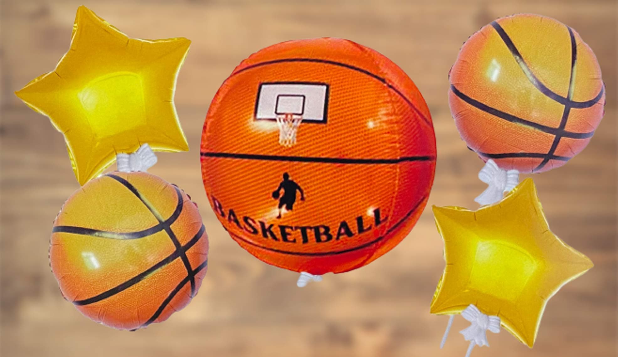 Balloonistics 4D Basketball Sports Theme Foil Balloon Bouquet – Basketball Birthday Party Balloon Set for Boys Sports Theme Decorations (Pack of 5) thumbnail 3