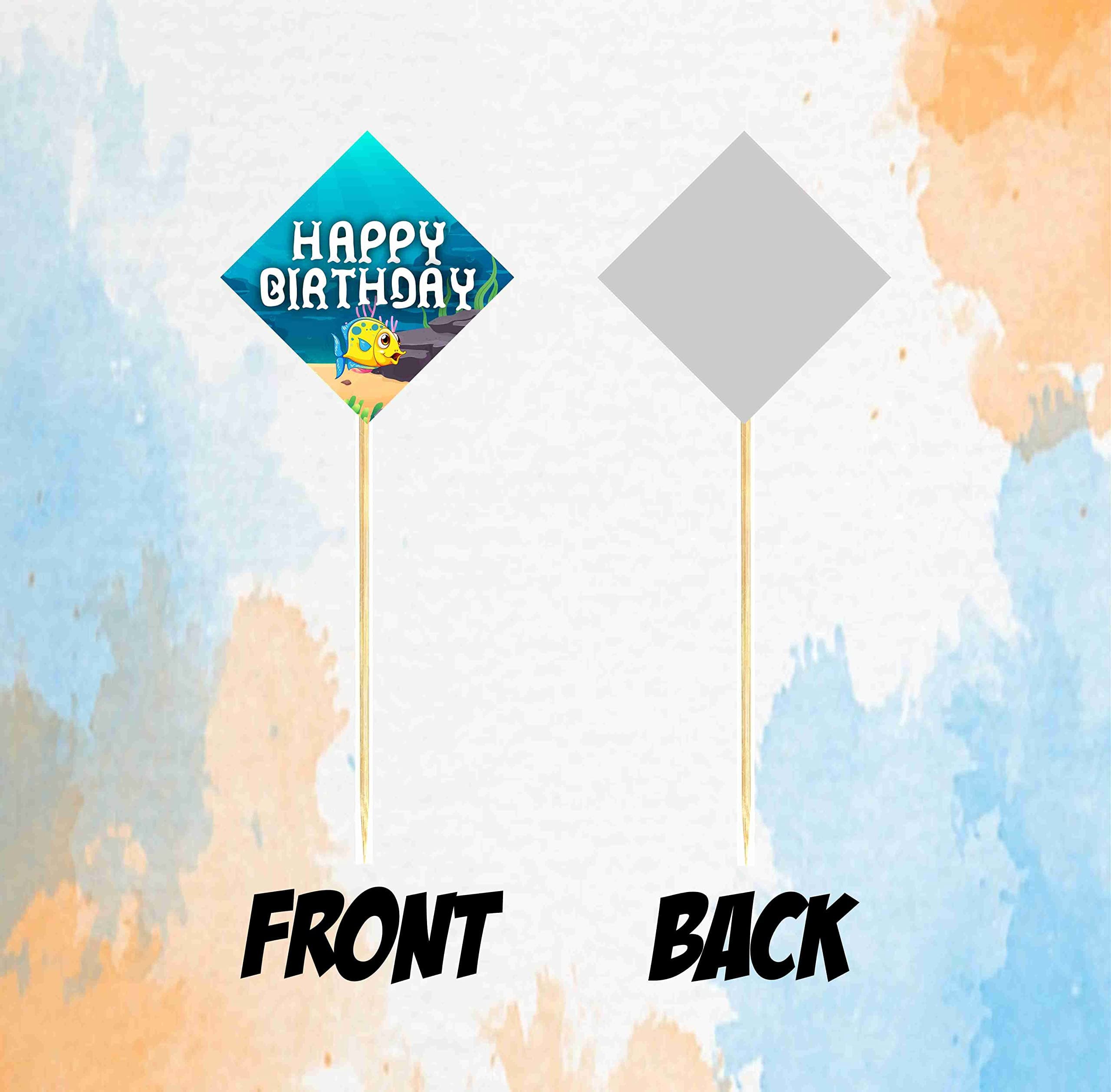Balloonistics Ocean Underwater Theme Birthday Cake Toppers Cardstock Picks with Bamboo Sticks Ocean Life Theme Party Decorations for Kids Birthday (Cake Topper - Pack of 10) thumbnail 4
