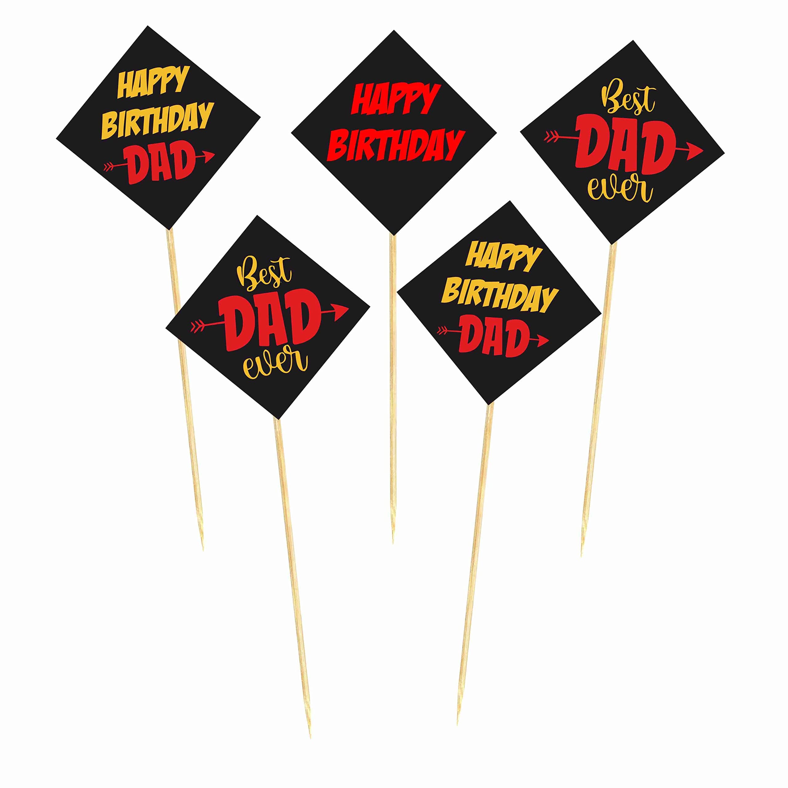 Balloonistics Best Dad Ever Cake Topper - Pack of 10 Premium Cardstock Toppers with Bamboo Sticks - Bold Blue & Gold Father’s Day & Dad’s Birthday Dessert Decor - Food-Safe & Double-Sided Graphics (Cake Topper - Pack of 10) thumbnail 2