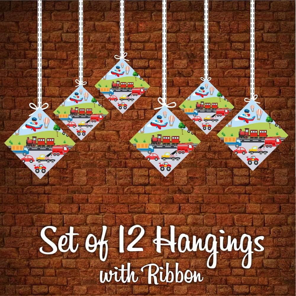 Balloonistics Transport Theme Hanging Decorations Double-Sided Premium Cardstock Vehicle & Transportation Birthday Party Ceiling Decor (Hangings - Pack of 12) thumbnail 5