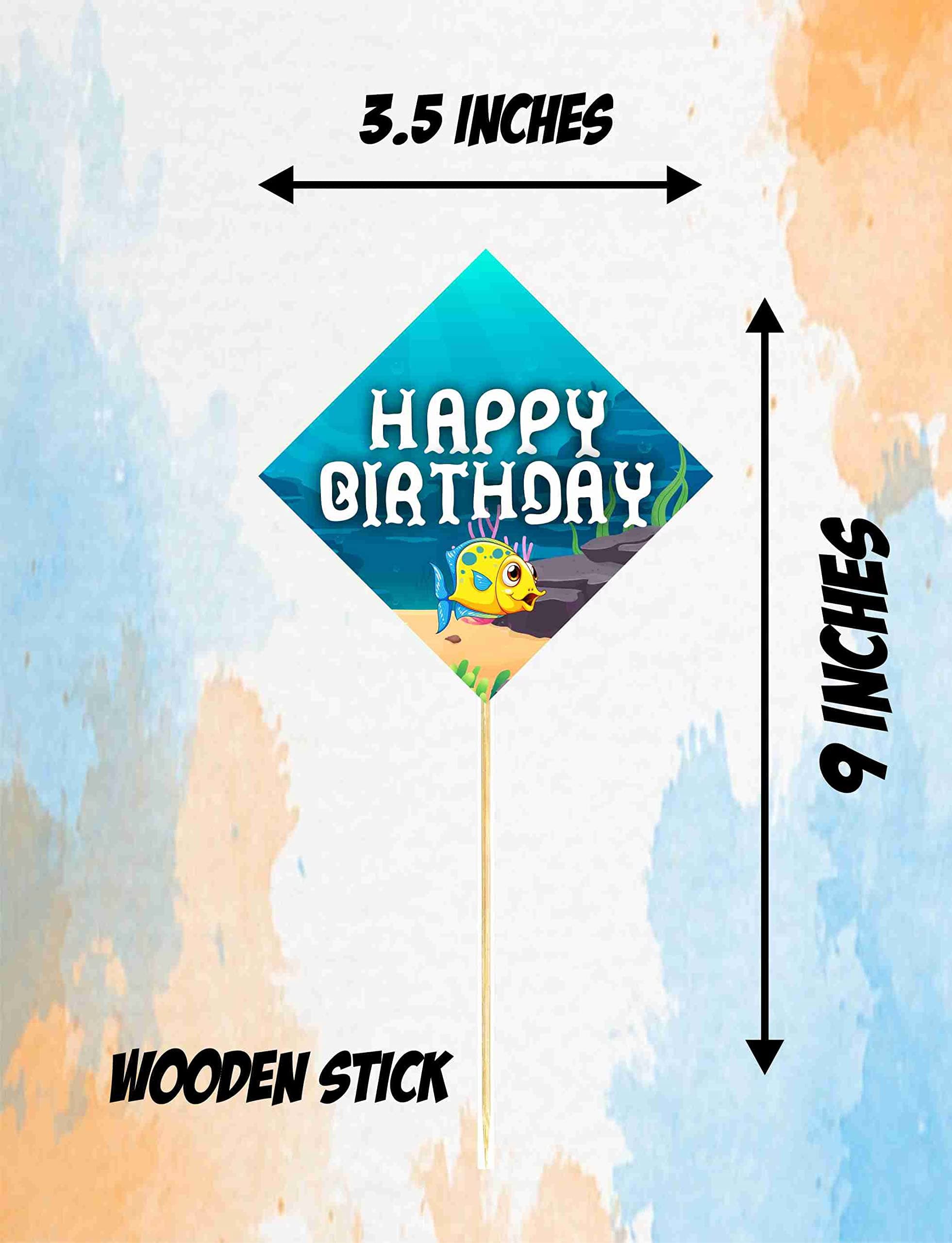 Balloonistics Ocean Underwater Theme Birthday Cake Toppers Cardstock Picks with Bamboo Sticks Ocean Life Theme Party Decorations for Kids Birthday (Cake Topper - Pack of 10) thumbnail 3