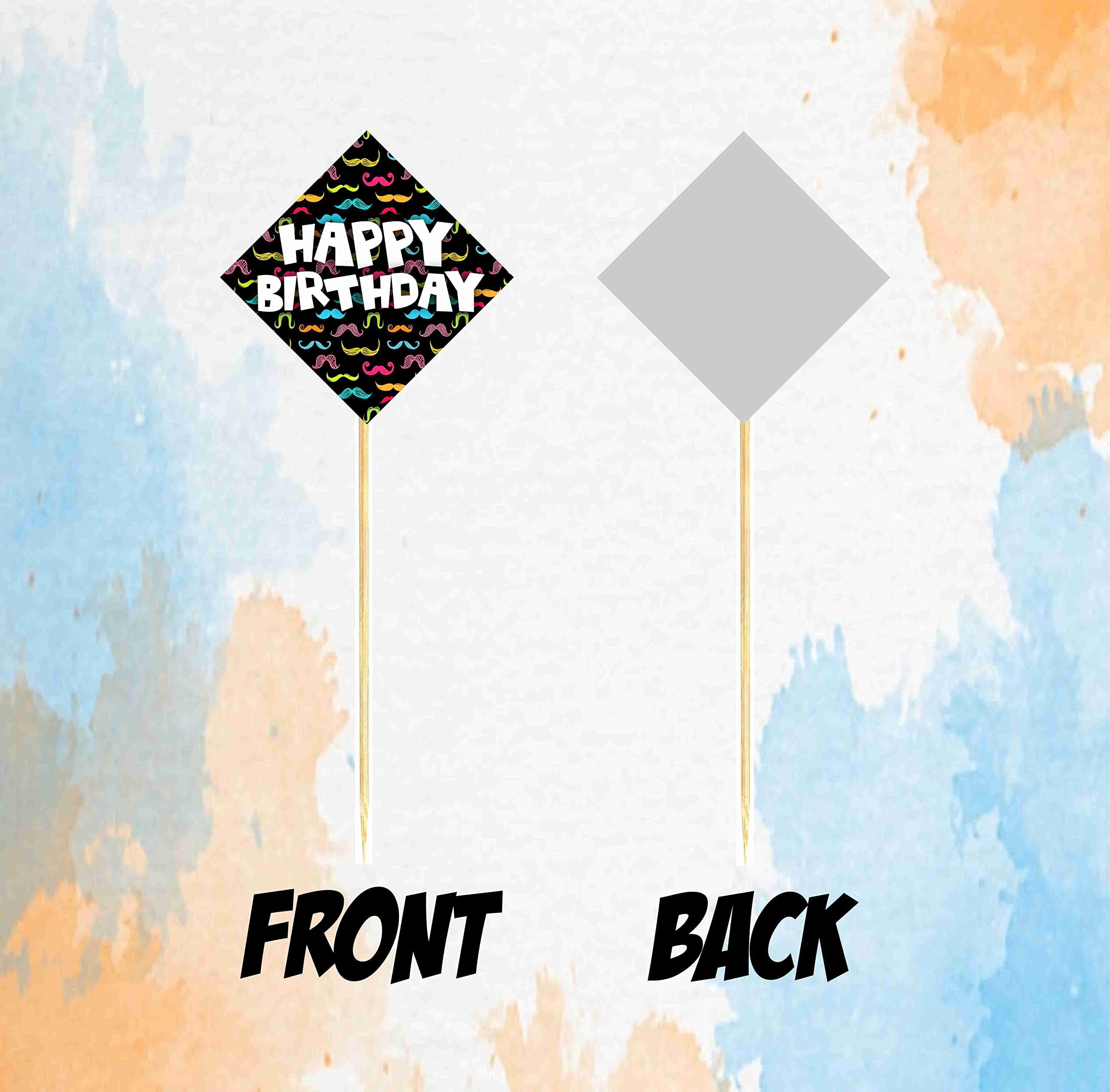 Moustache Theme Happy Birthday Cake Topper - Pack of 10 "Dapper & Dandy" Decorations - Black Handlebar Mustache & Bowtie Cake Picks, Little Man Birthday. (Cake Topper - Pack of 10) thumbnail 4