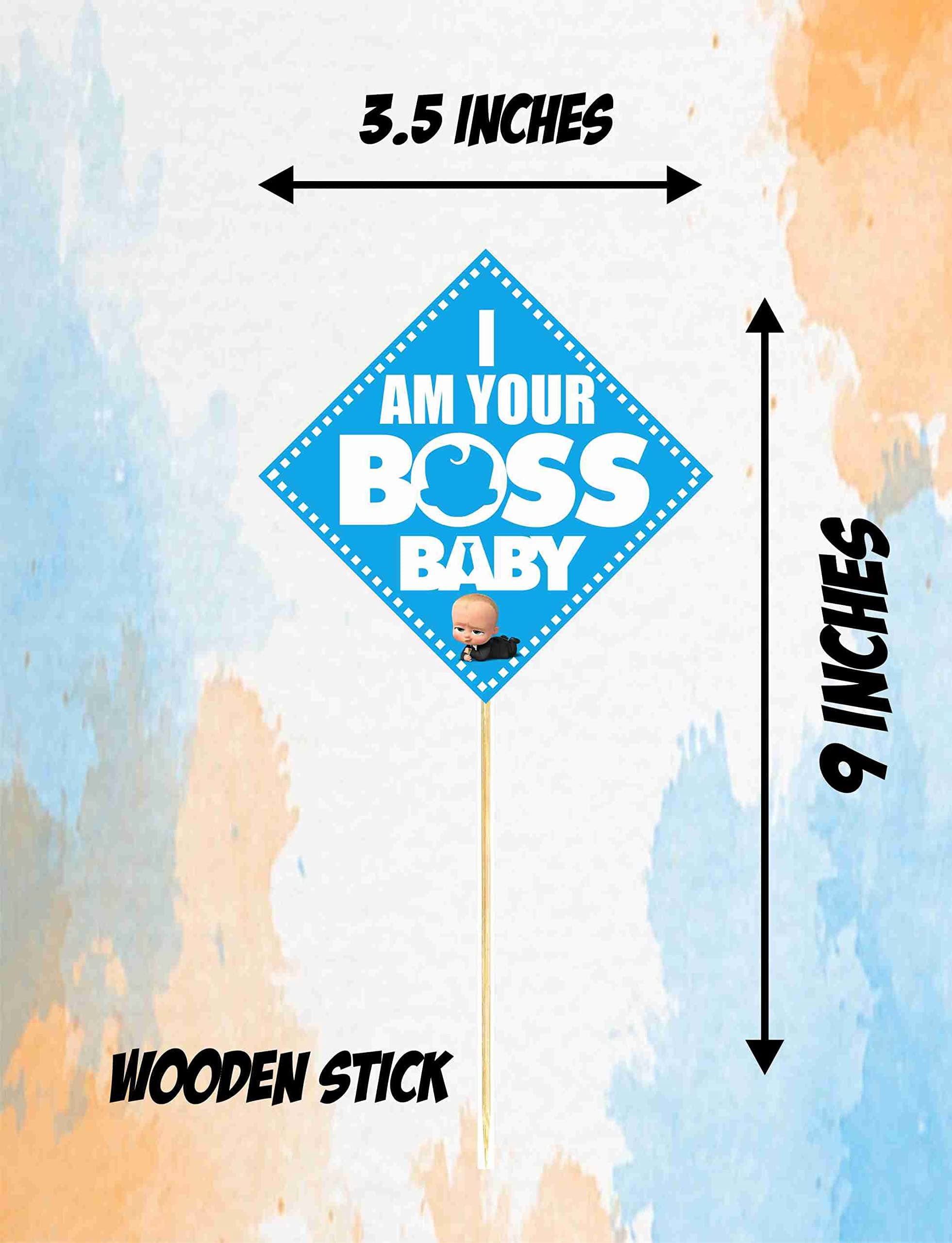 Balloonistics Baby Boss Theme Cake Topper Premium Cardstock with Bamboo Sticks Birthday Party Decorations for Birthday (Cake Topper - Pack of 10) thumbnail 3