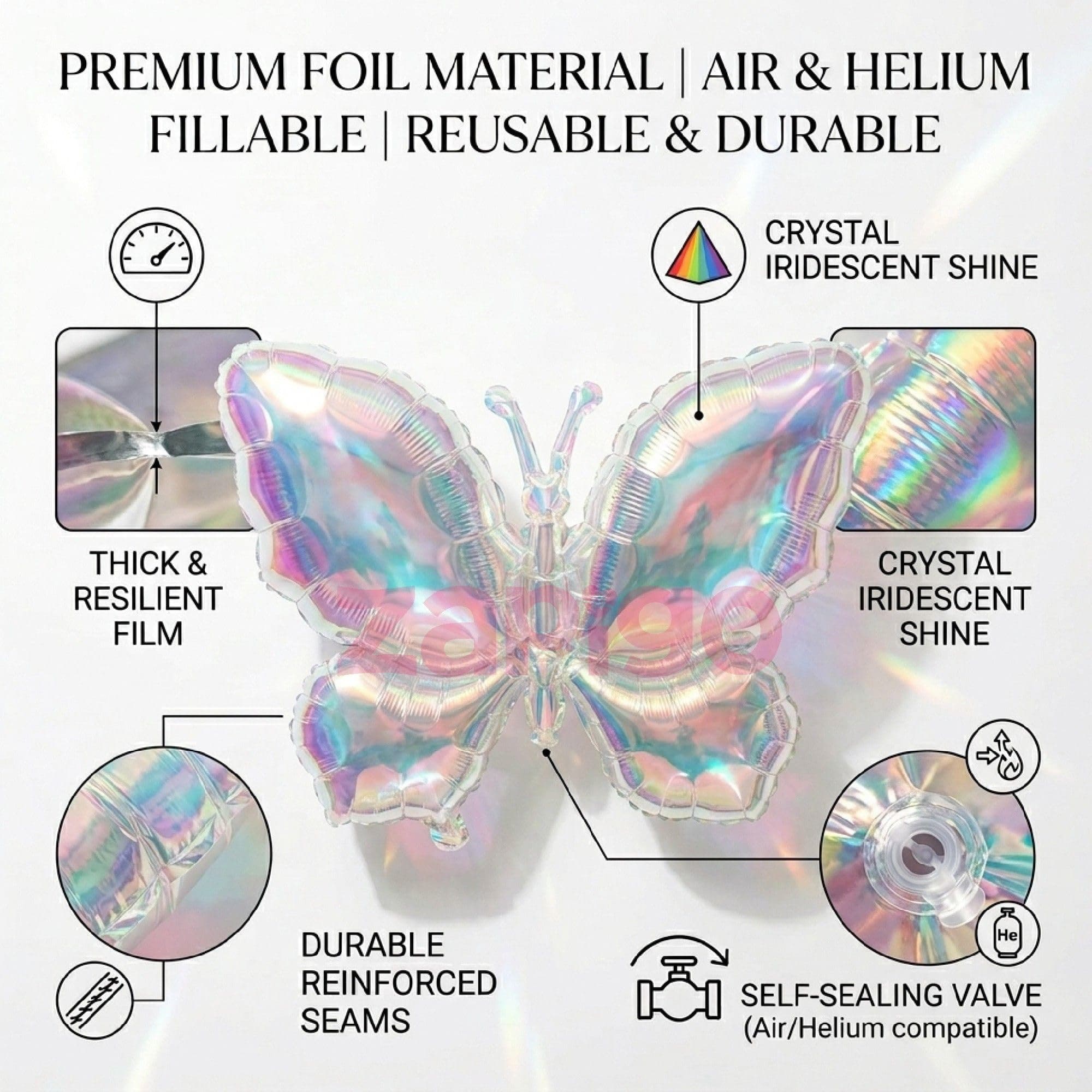 Balloonistics Large Iridescent Crystal Butterfly Balloon Pack Of 1 thumbnail 4