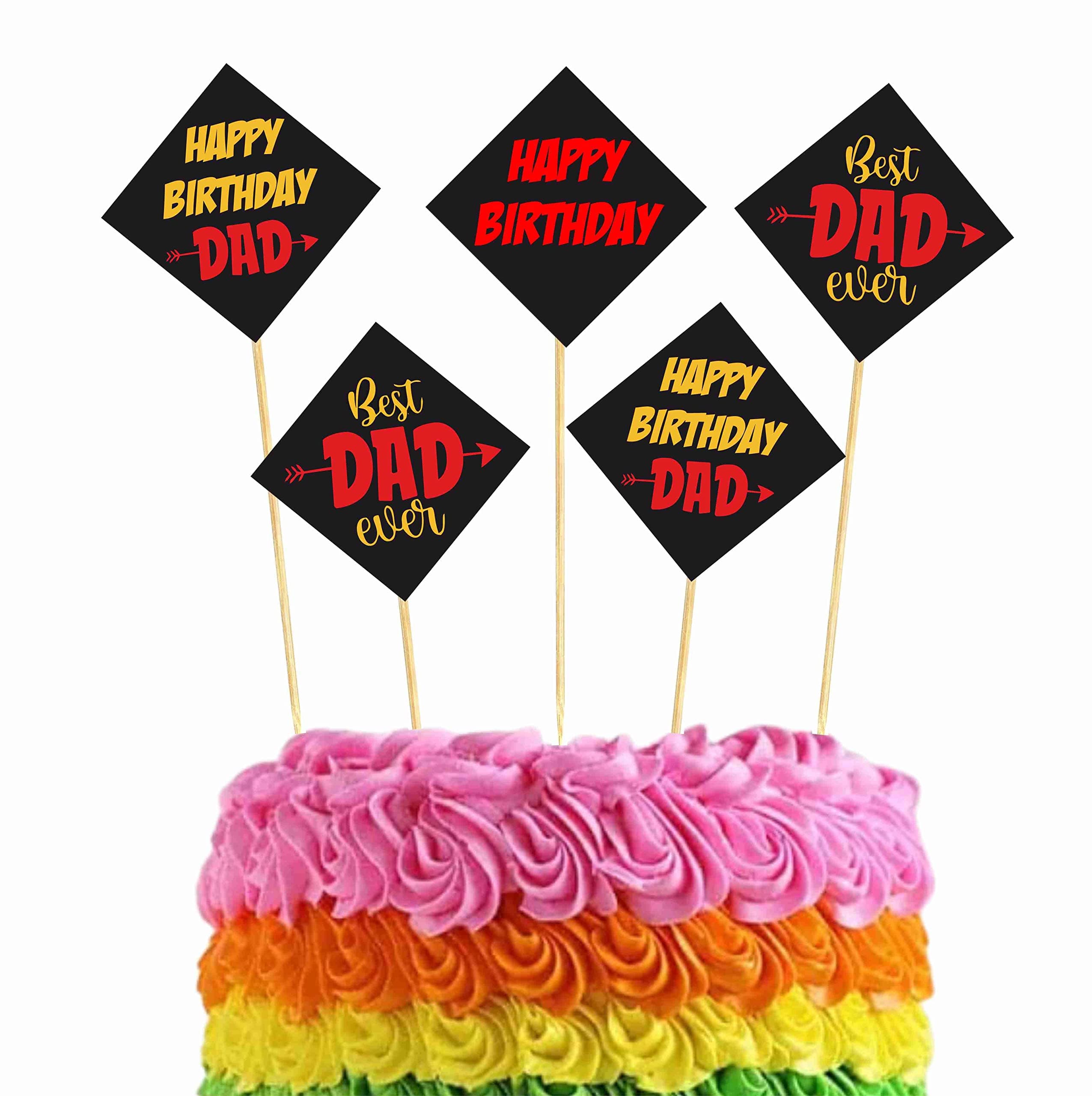 Balloonistics Best Dad Ever Cake Topper - Pack of 10 Premium Cardstock Toppers with Bamboo Sticks - Bold Blue & Gold Father’s Day & Dad’s Birthday Dessert Decor - Food-Safe & Double-Sided Graphics (Cake Topper - Pack of 10) thumbnail 1