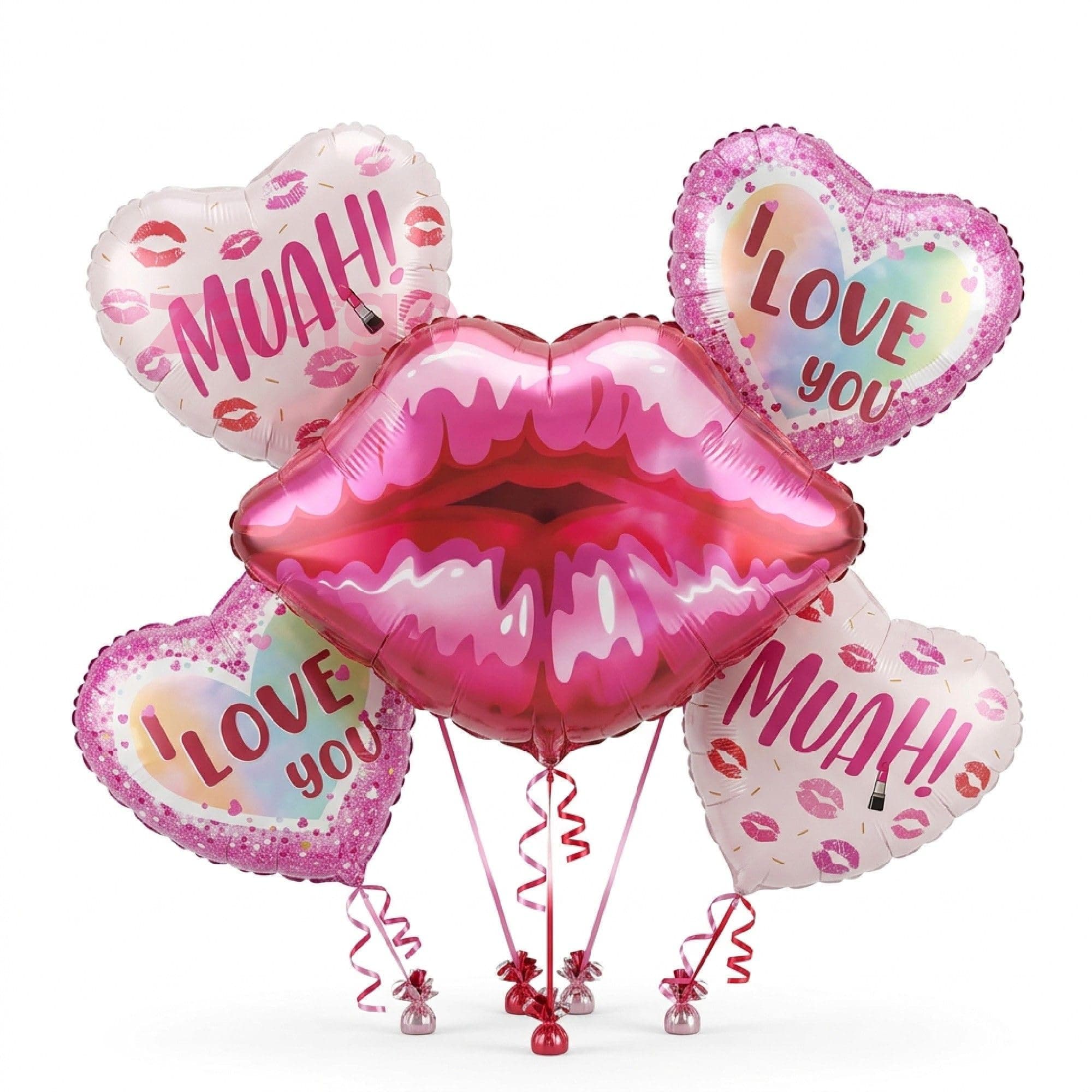 Balloonistics Lips And Love Theme Balloon Bouquet Pack Of 5 thumbnail 1