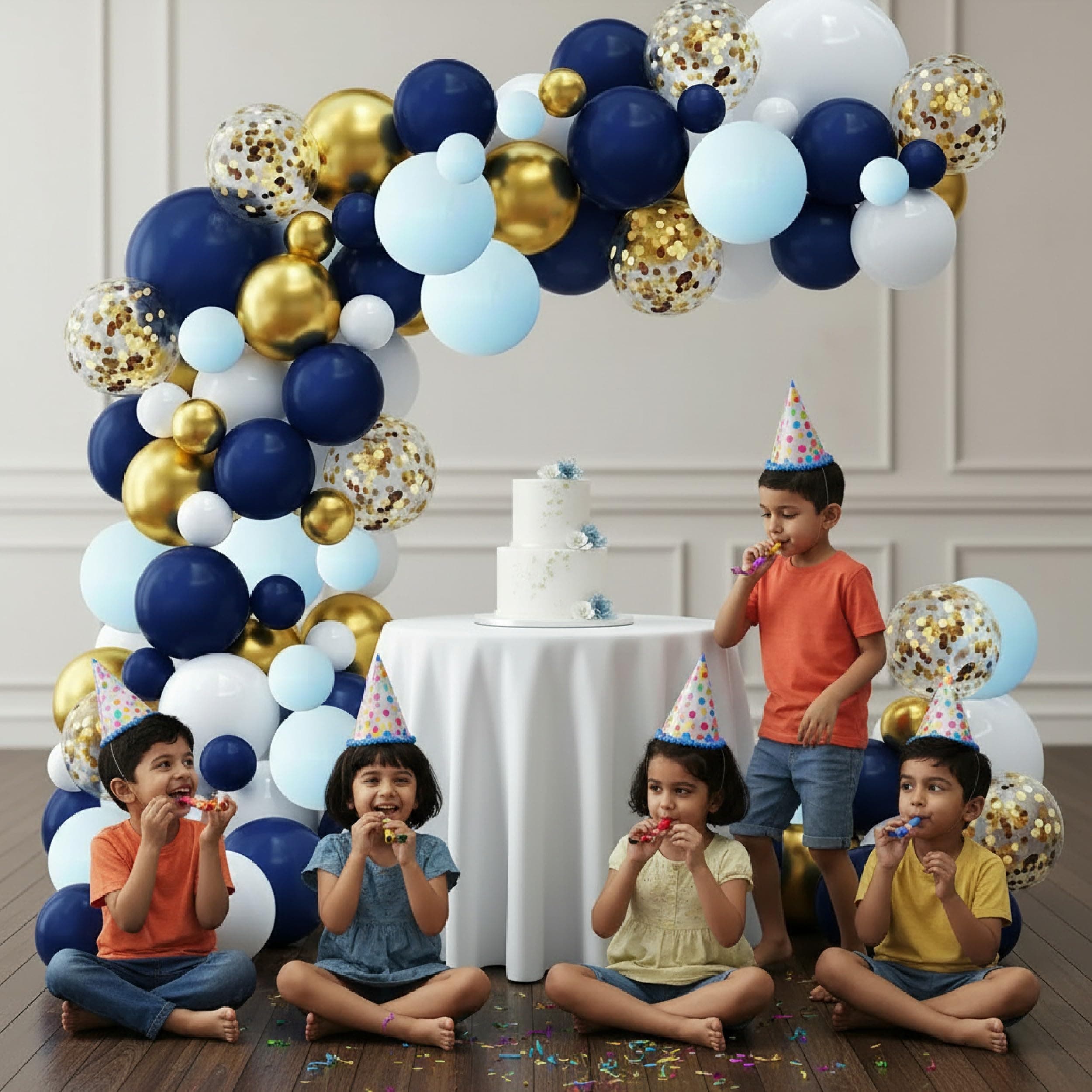 Balloonistics 84 Pcs Blue Theme Birthday Decoration Kit for Boys – Metallic Balloons, Silver Foil Curtains & Happy Birthday Banner thumbnail 3