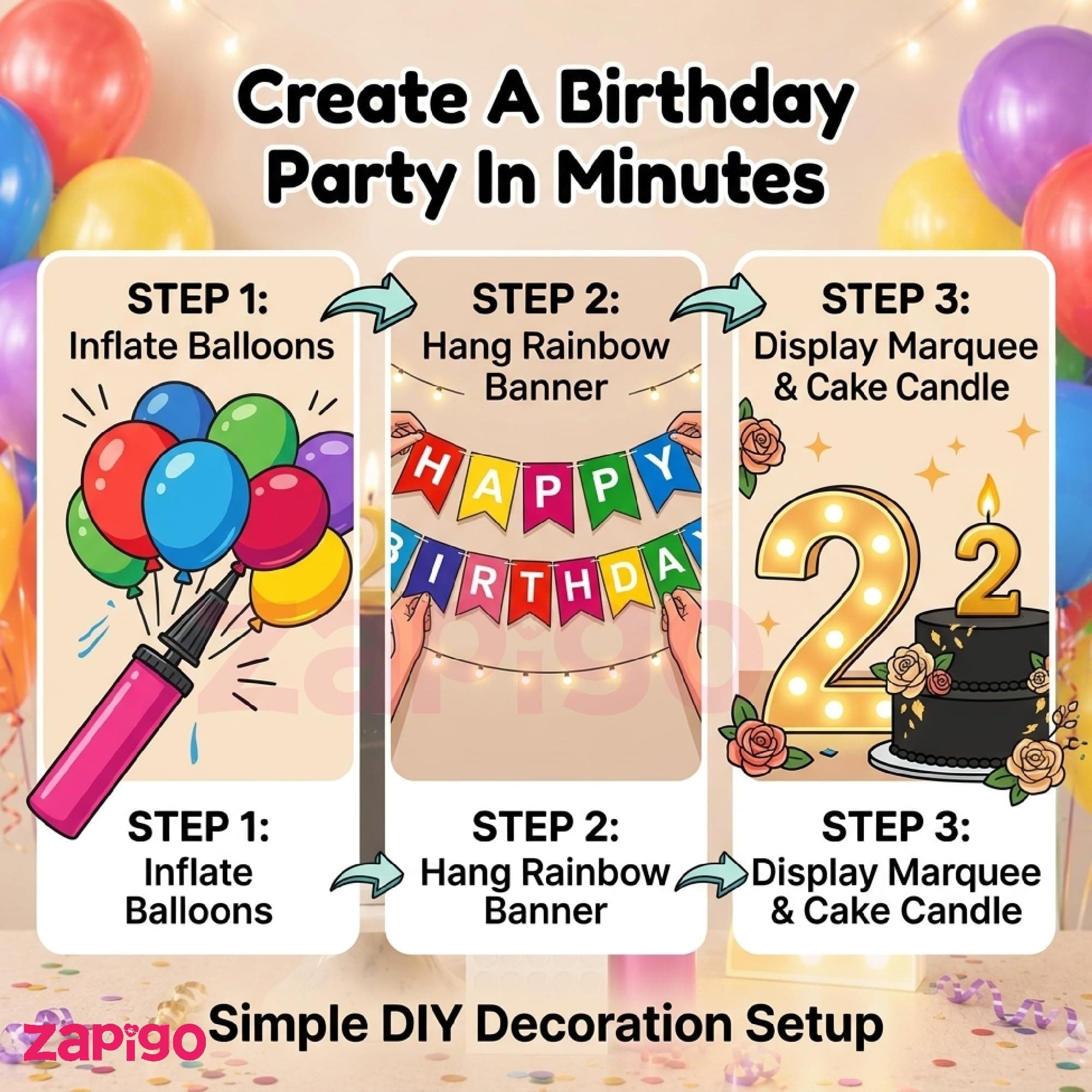 Balloonistics 55-Piece 2nd Birthday Decoration Kit – Number 2 Foil Balloon, Happy Birthday Banner, Latex Balloons, Arch Tools for Party Room Decor, Photo Booth Backdrop, Milestone Celebration thumbnail 5