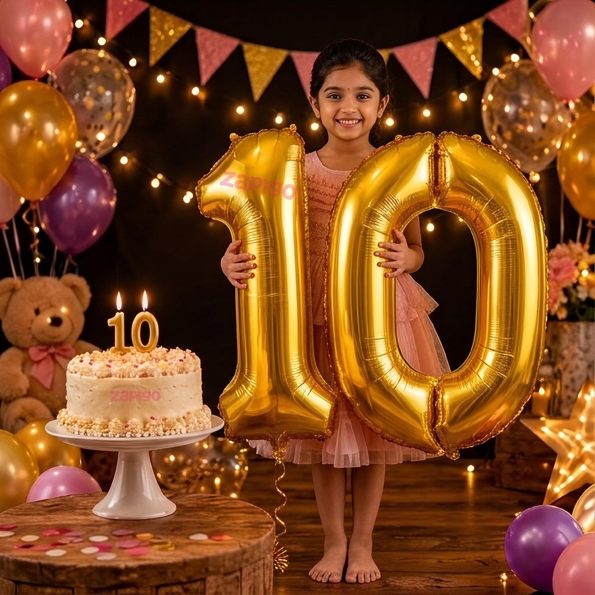 Balloonistics Gold 40-Inch Foil Number 10 Balloon with Matching Number Candle - Combo Set for 10th Birthday, Anniversary, Party Decorations, Photo Booth Backdrop, Cake Table Decor thumbnail 1