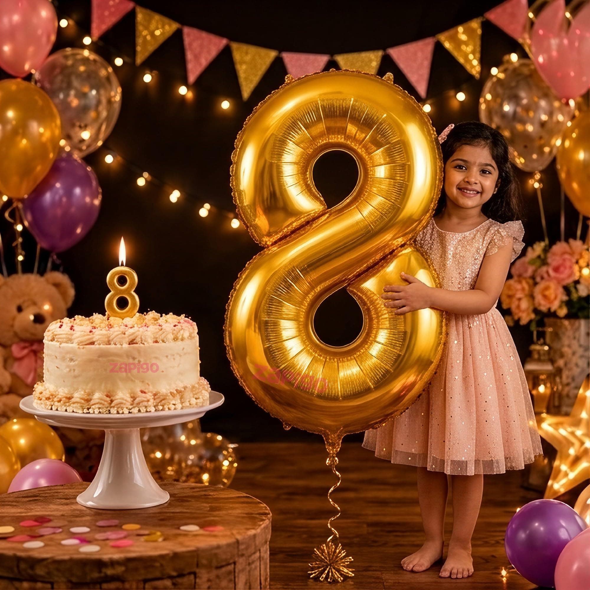 Balloonistics Gold 40-Inch Foil Number 8 Balloon with Matching Number Candle - Combo Set for 8th Birthday, Anniversary, Party Decoration, Photo Booth Backdrop, Cake Table Decor thumbnail 1