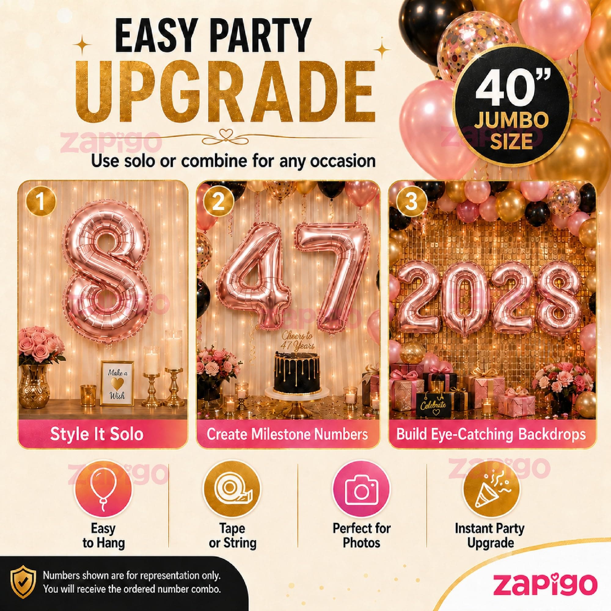 Balloonistics Rose Gold 40-Inch Foil Number 25 Balloon - Helium or Air Fill for 25th Birthday, Silver Jubilee Anniversary, Party Decoration, Photo Booth Backdrop thumbnail 6