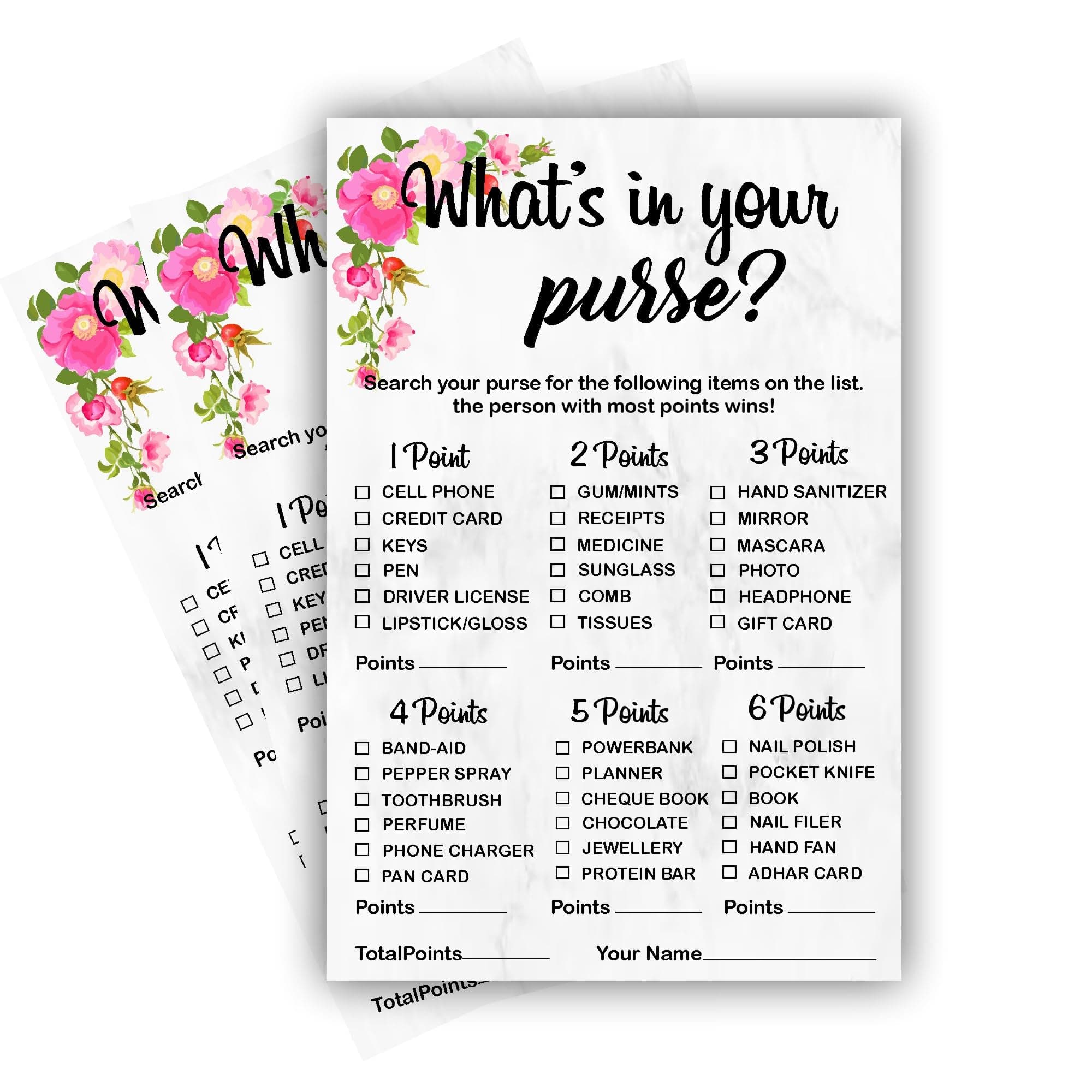 Balloonistics What’s In Your Purse? Game Cards – Pack of 10 – Fun Interactive Activity for Bridal Showers, Birthdays & Ladies’ Night – Premium Cardstock Party Supplies thumbnail 1