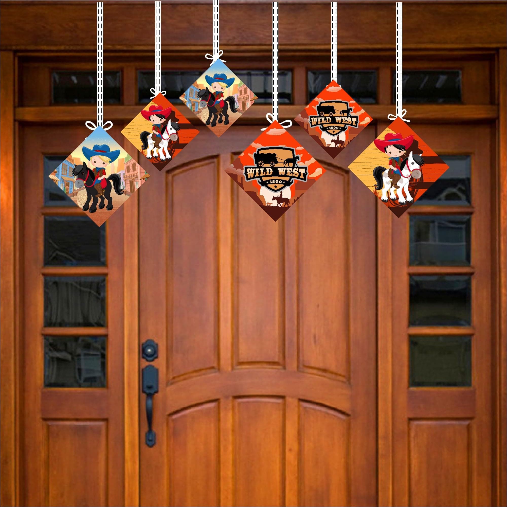 Balloonistics Cowboy Theme Happy Birthday Hanging Decorations - Wild West Party Swirls & Cutouts - Premium Cardstock Double-Sided Sheriff Badge, Boot, & Hat Spirals, Rustic Rodeo Ceiling Decor (Hangings - Pack of 12) thumbnail 3
