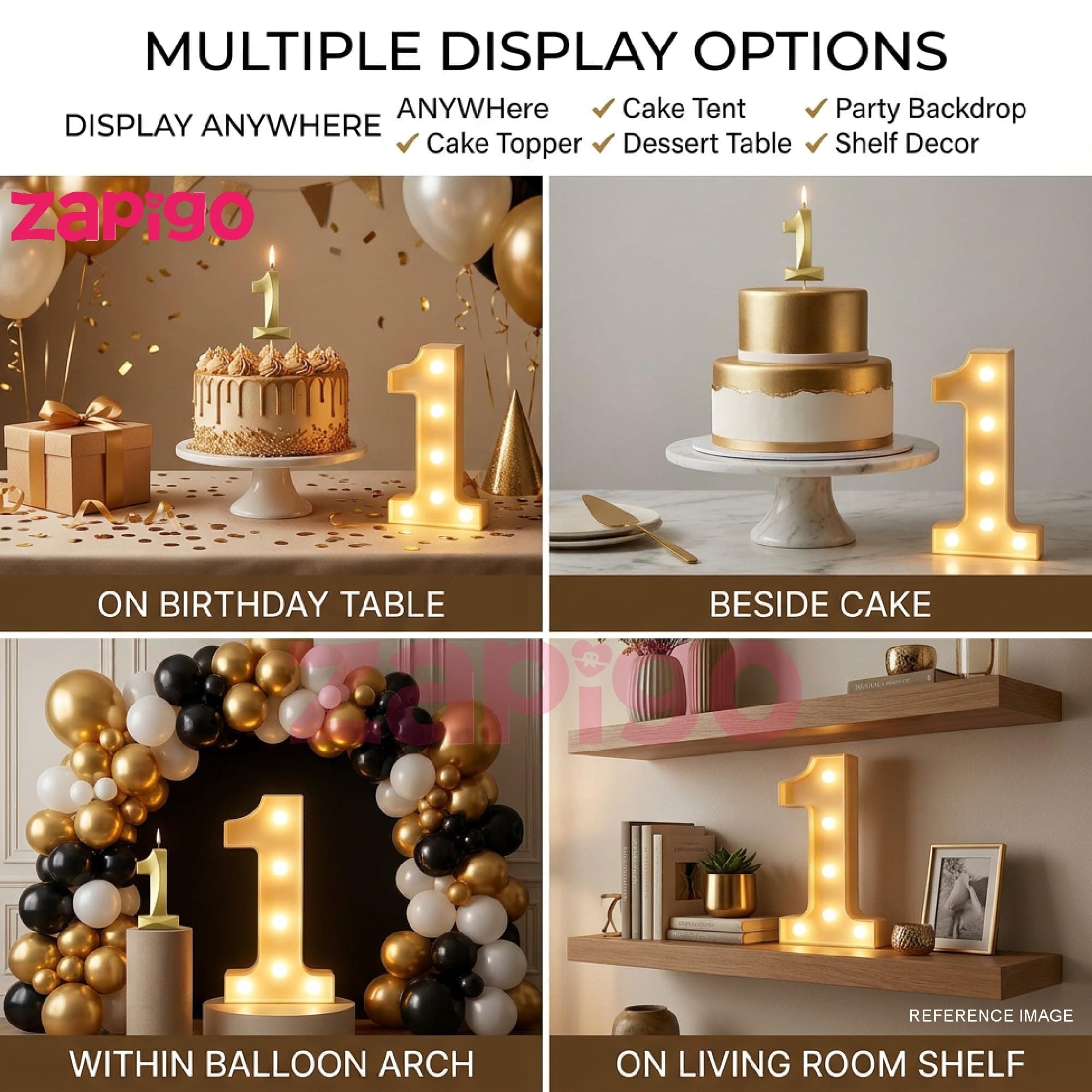 Balloonistics Number 25 LED Marquee Light & Gold Number 25 Birthday Candle Combo - 9-Inch Warm White Marquee Sign + Metallic Gold Cake Candle for 25th Birthday, Anniversary & Milestone Party thumbnail 5