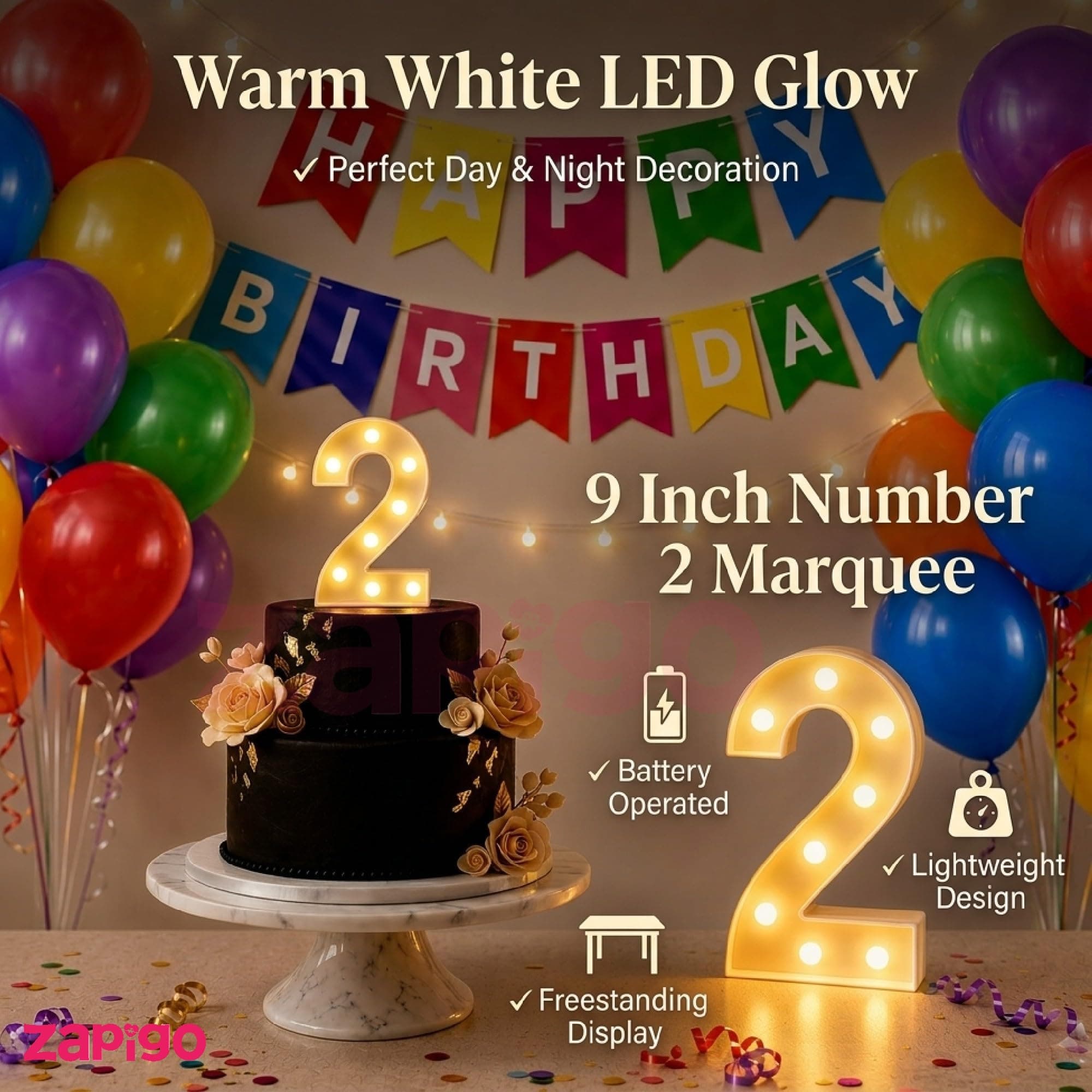 Balloonistics 55-Piece 2nd Birthday Decoration Kit – Number 2 Foil Balloon, Happy Birthday Banner, Latex Balloons, Arch Tools for Party Room Decor, Photo Booth Backdrop, Milestone Celebration thumbnail 4