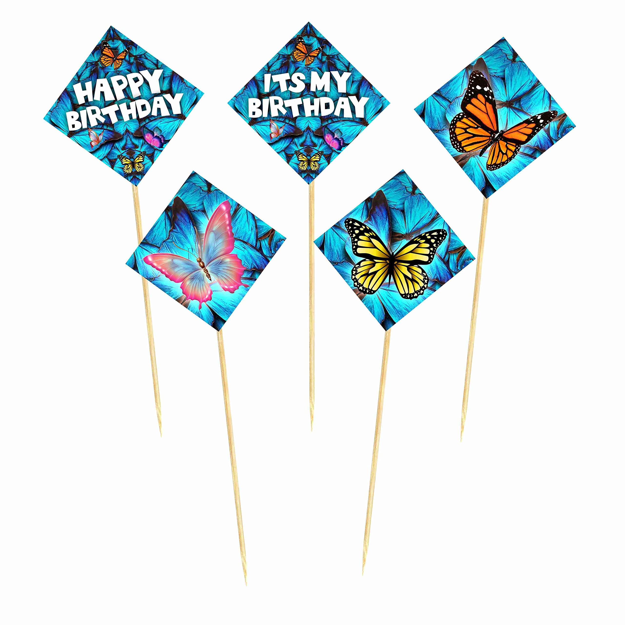 Balloonistics Butterfly Theme Birthday Cake Toppers - Pack of 10 Elegant 3D Effect Cardstock Dessert Picks - Pink, Gold & Purple Enchanted Garden Party Decorations, Whimsical Butterfly Cake Decor for Girls & Kids (Cake Topper - Pack of 10) thumbnail 2
