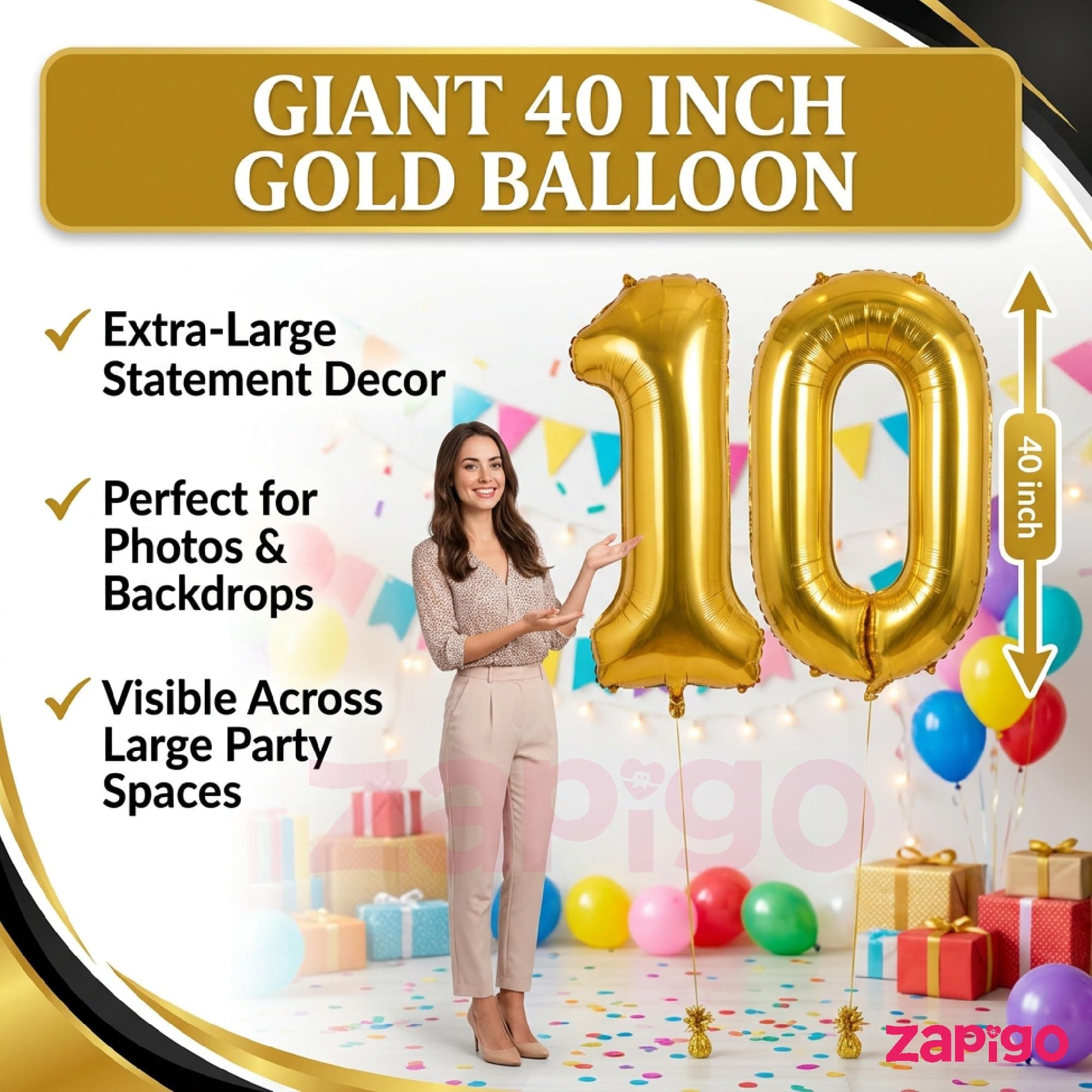 Balloonistics Gold 40-Inch Foil Number 25 Balloon with Matching Number Candle - Combo Set for 25th Birthday, Anniversary, Party Decoration, Photo Booth Backdrop thumbnail 4