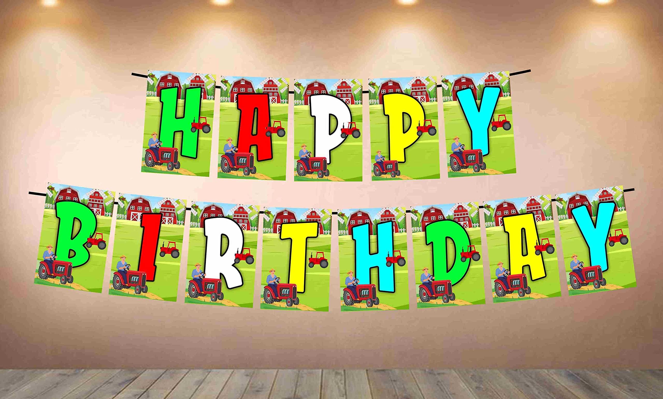 Balloonistics Tractor Happy Birthday Banner – Green & Yellow Farm Theme Bunting – Premium Cardstock Construction Party Decorations for Boys' 1st Birthday & Toddler Celebrations thumbnail 1