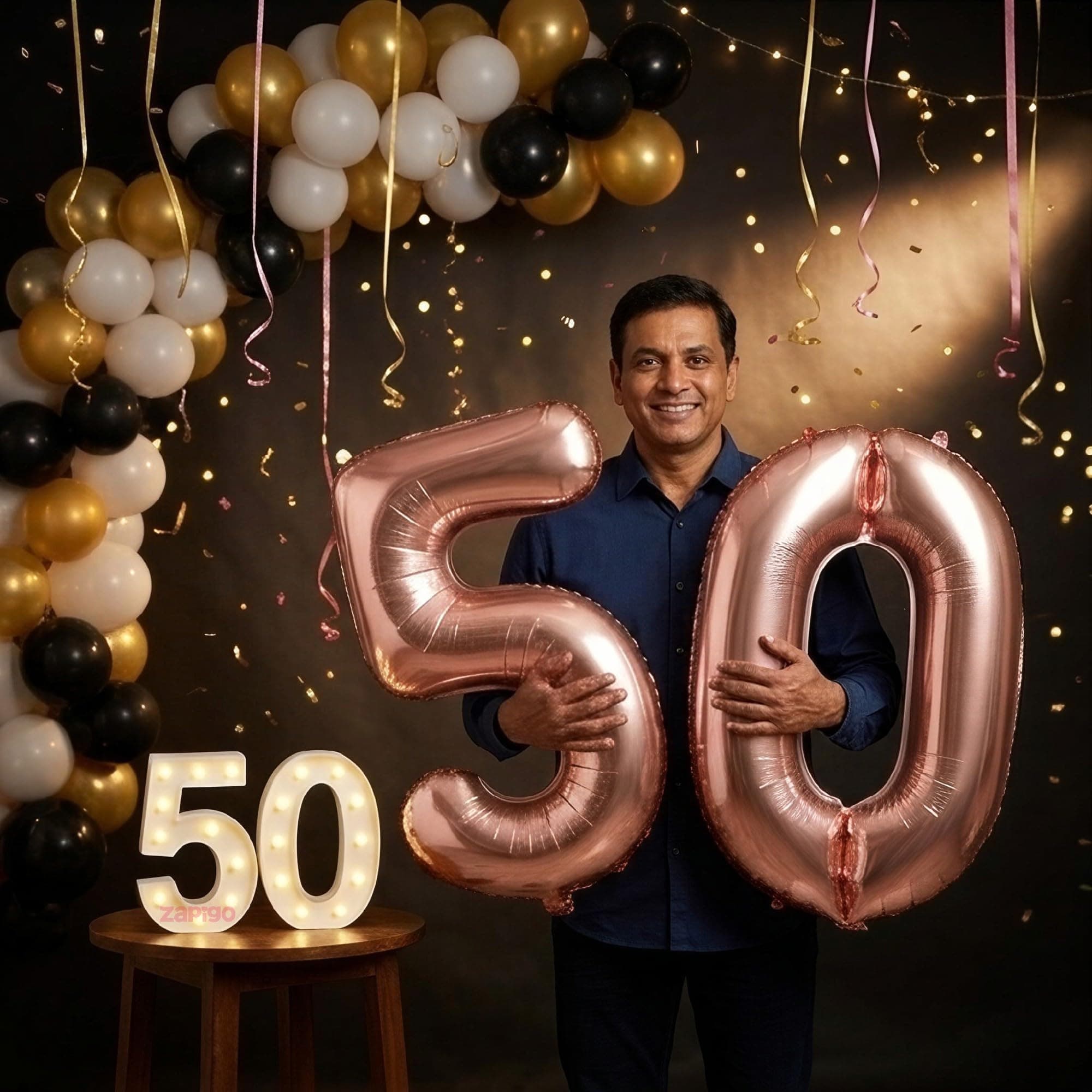 Balloonistics Rose Gold 40-Inch Foil Number 50 Balloon - Air or Helium thumbnail 1