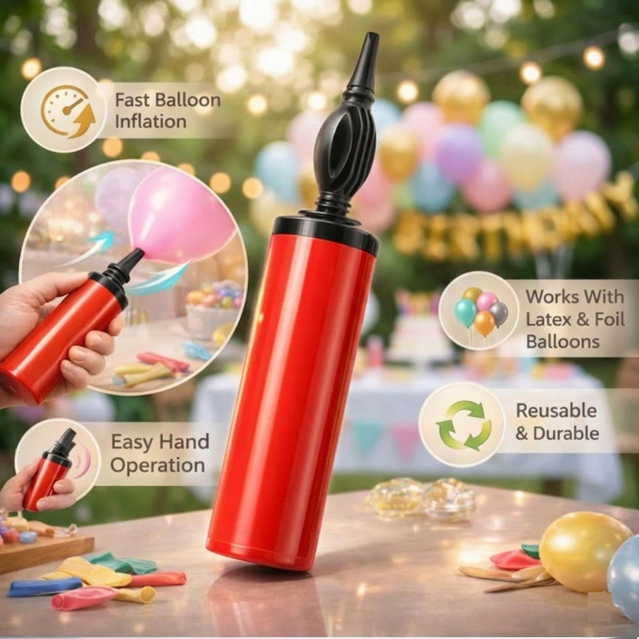 Balloonistics Balloon Kit - Manual Air Pump + 25 Balloons, Party Decoration Set for Birthdays, Anniversaries, Baby Showers, Festive Celebrations, Photo Booth Backdrop, Cake Table Decor, Easy Inflation thumbnail 4