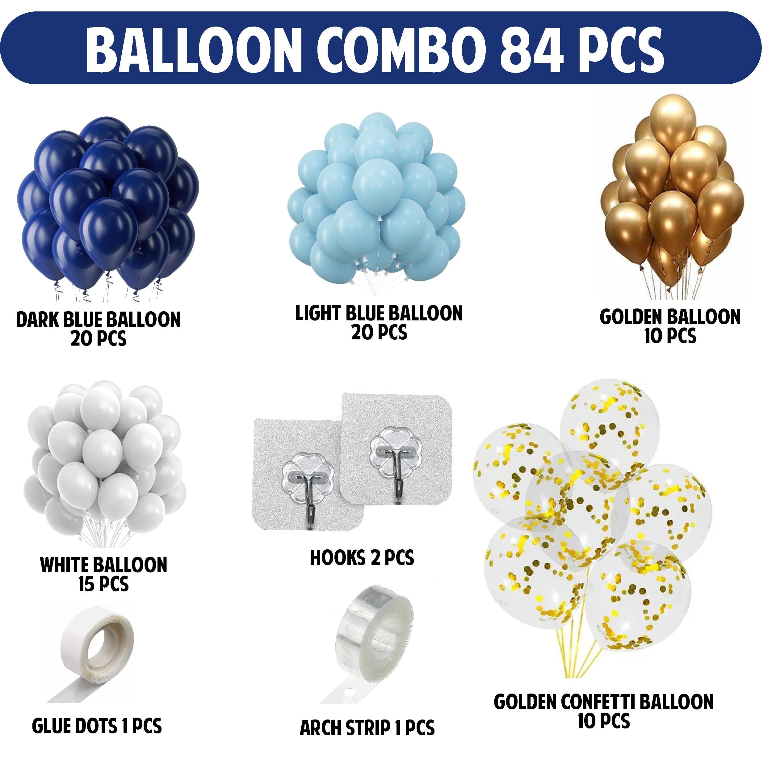 Balloonistics 84 Pcs Blue Theme Birthday Decoration Kit for Boys – Metallic Balloons, Silver Foil Curtains & Happy Birthday Banner thumbnail 4