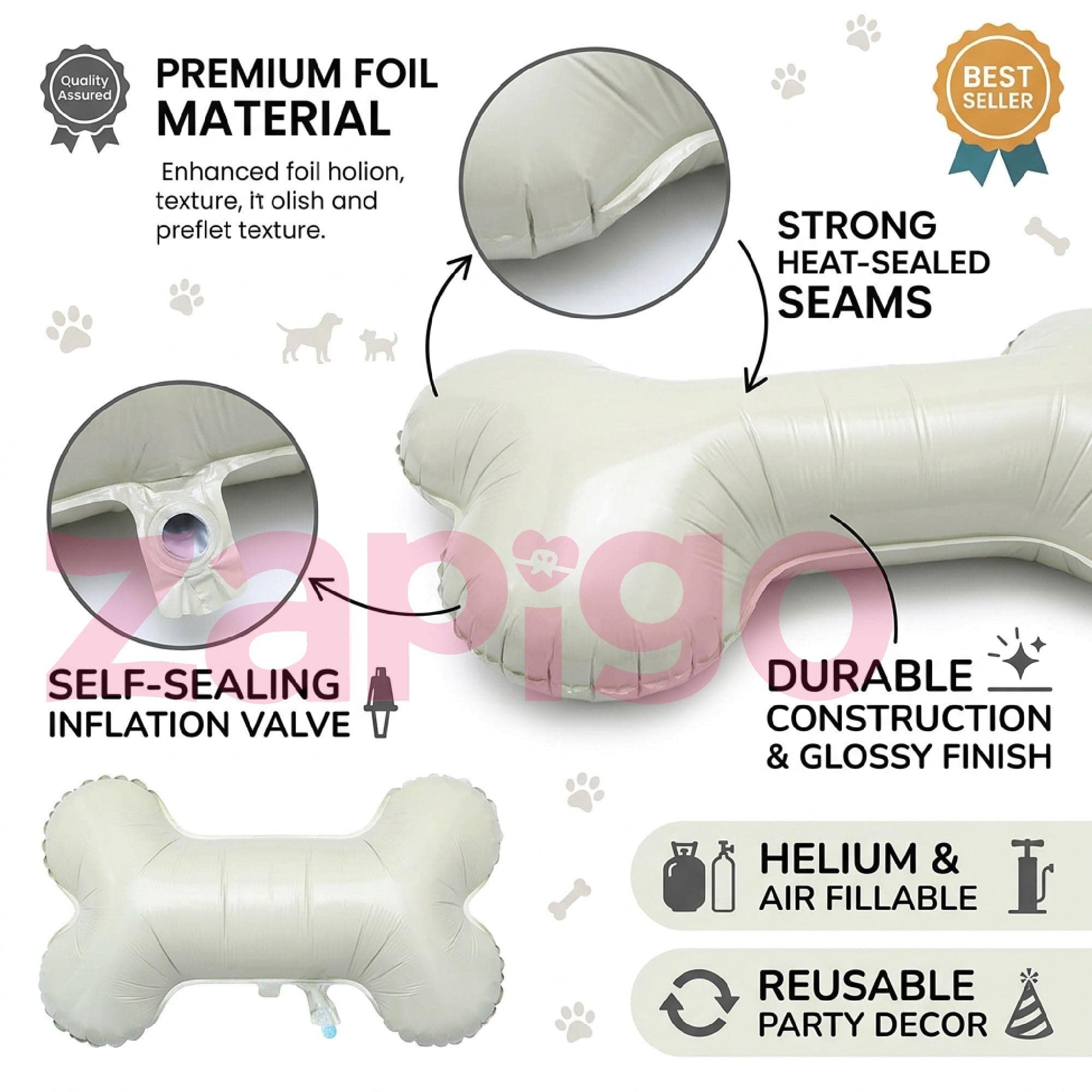 Balloonistics Large Dog Bone Foil Balloon Pack Of 1 thumbnail 4