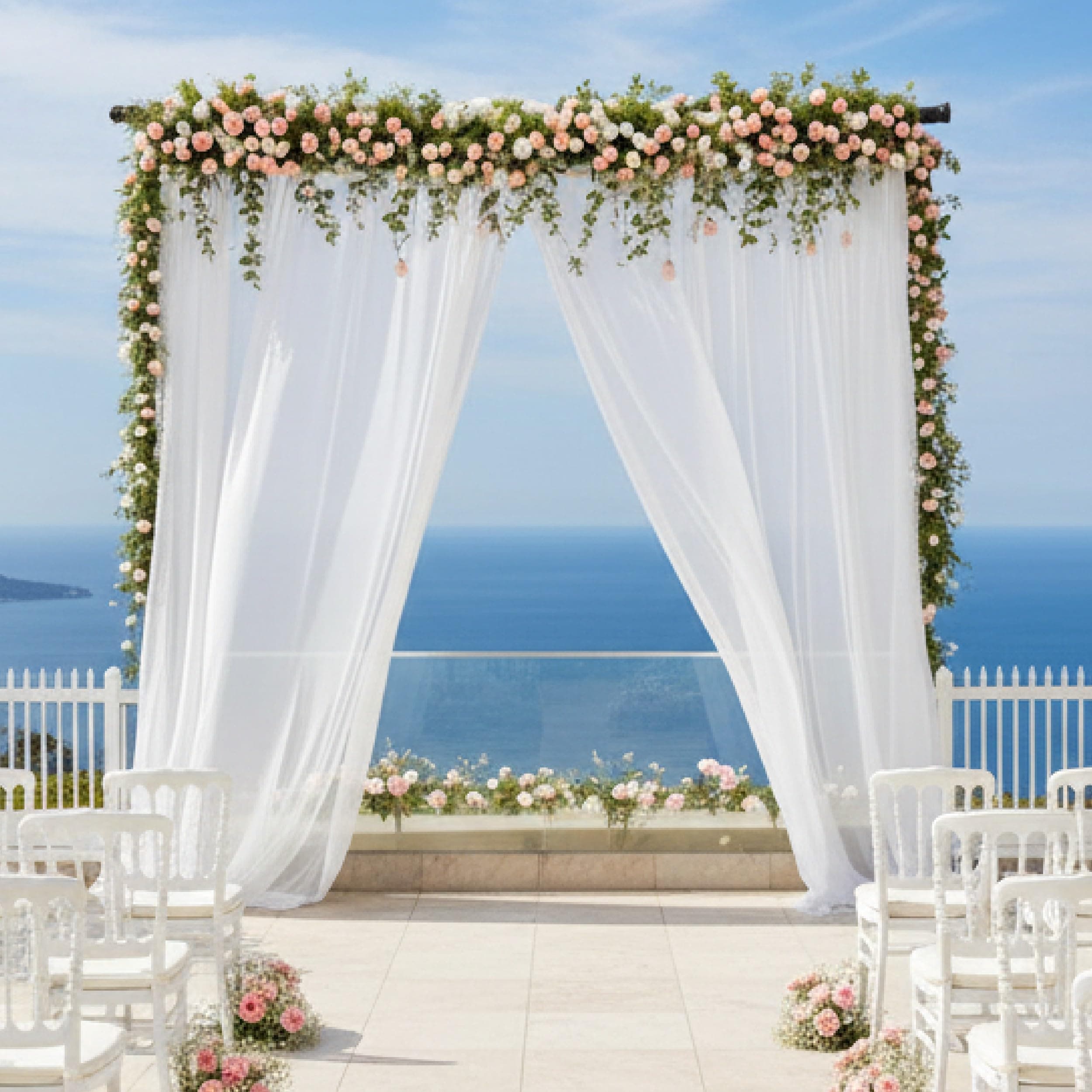 Balloonistics 3 Pcs White Net Curtain Backdrop Kit – Elegant Sheer Decor for Birthdays, Weddings & Anniversaries – Curtains with Ribbon – DIY Cabana Tent & Party Backdrop thumbnail 2