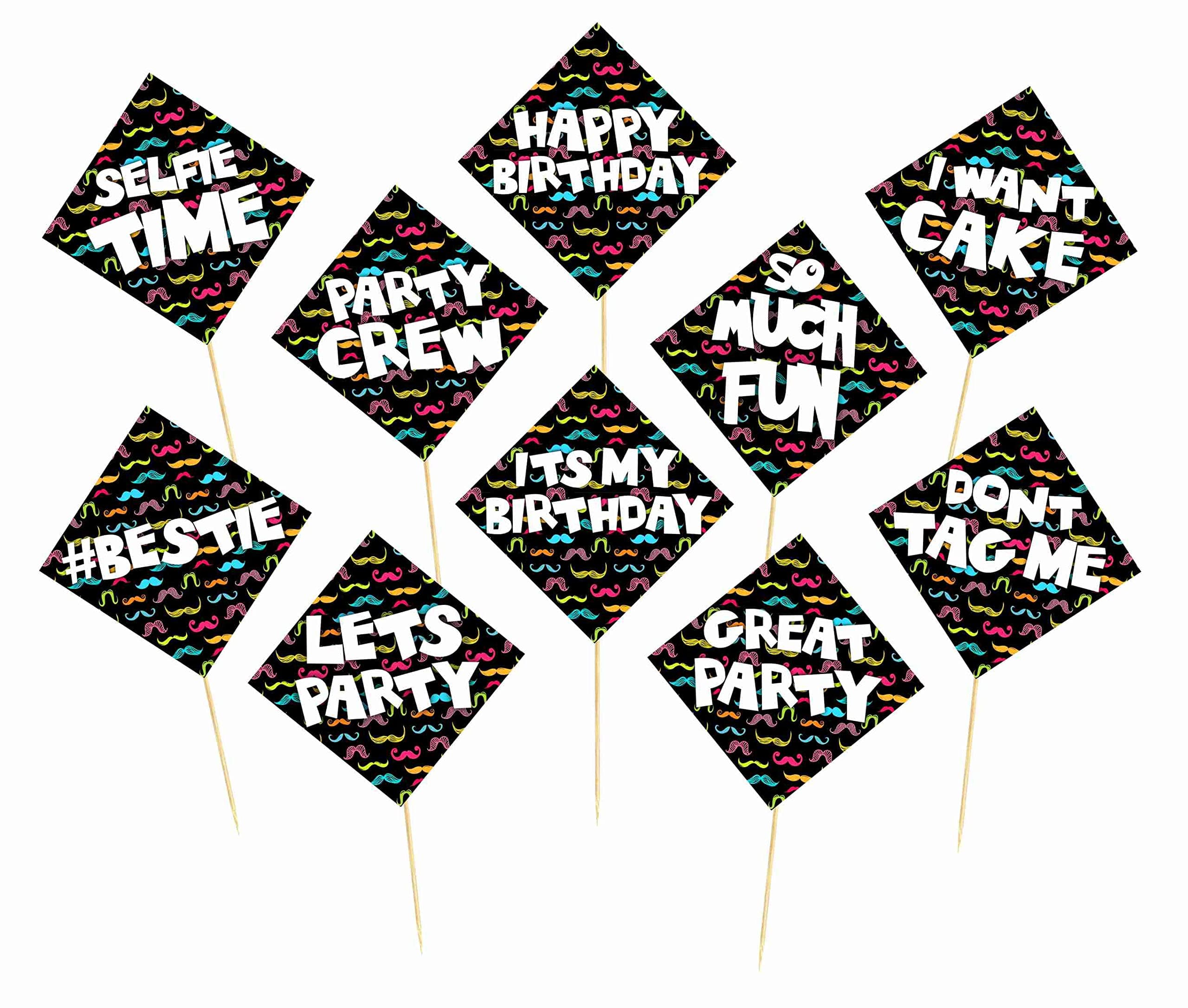 Balloonistics Mustache Photo Booth Props - Premium Cardstock "Little Man" Birthday Party Props Dapper Mustache & Bowtie Selfie Accessories with Bamboo Sticks Boys & Men’s Parties thumbnail 1