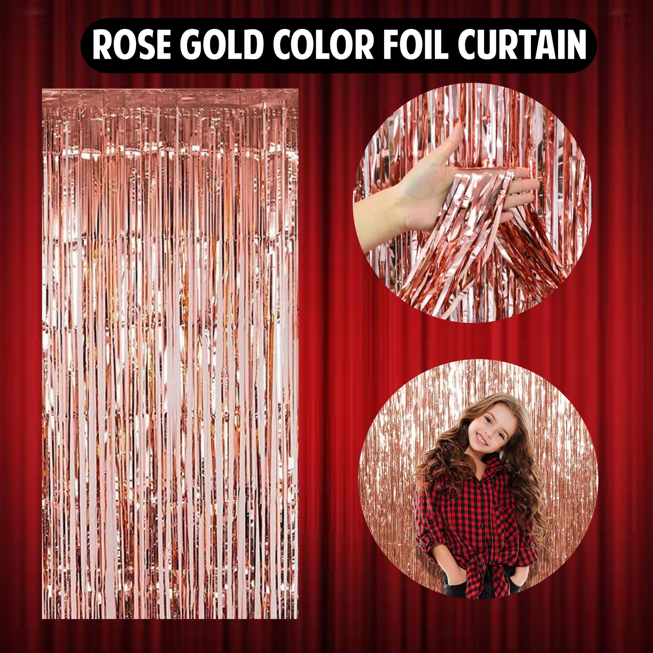 Balloonistics 34 Pcs Rose Gold & Black Happy Anniversary Decoration Kit – Rose Gold Banner, Foil Fringe Curtain, Star Foil Balloons & Metallic Balloons thumbnail 5