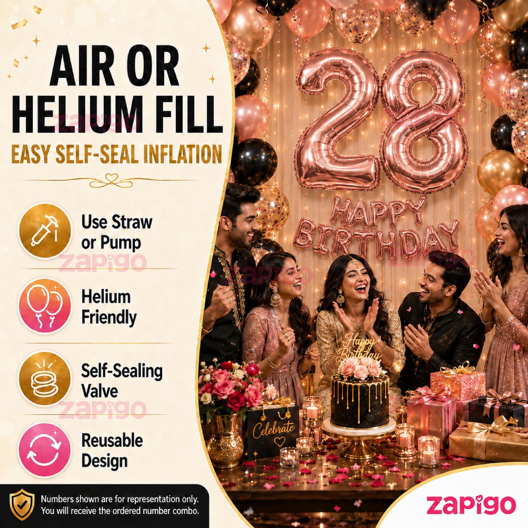 Balloonistics Rose Gold 40-Inch Foil Number 8 Balloon - Helium or Air Fill for 8th Birthday, Anniversary, New Year Party Decoration, Photo Booth Backdrop, Cake Table Decor thumbnail 5